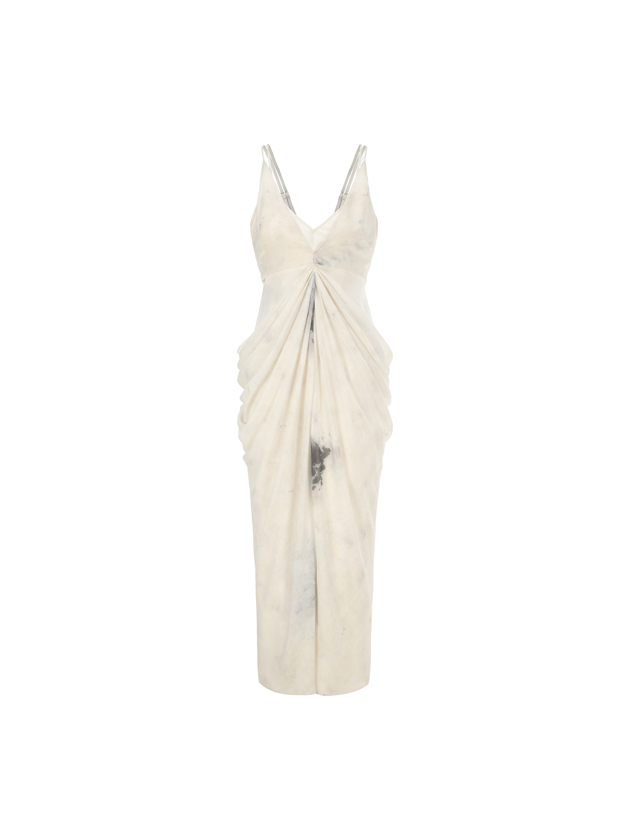 Beige Double Layered Pleated Dress S