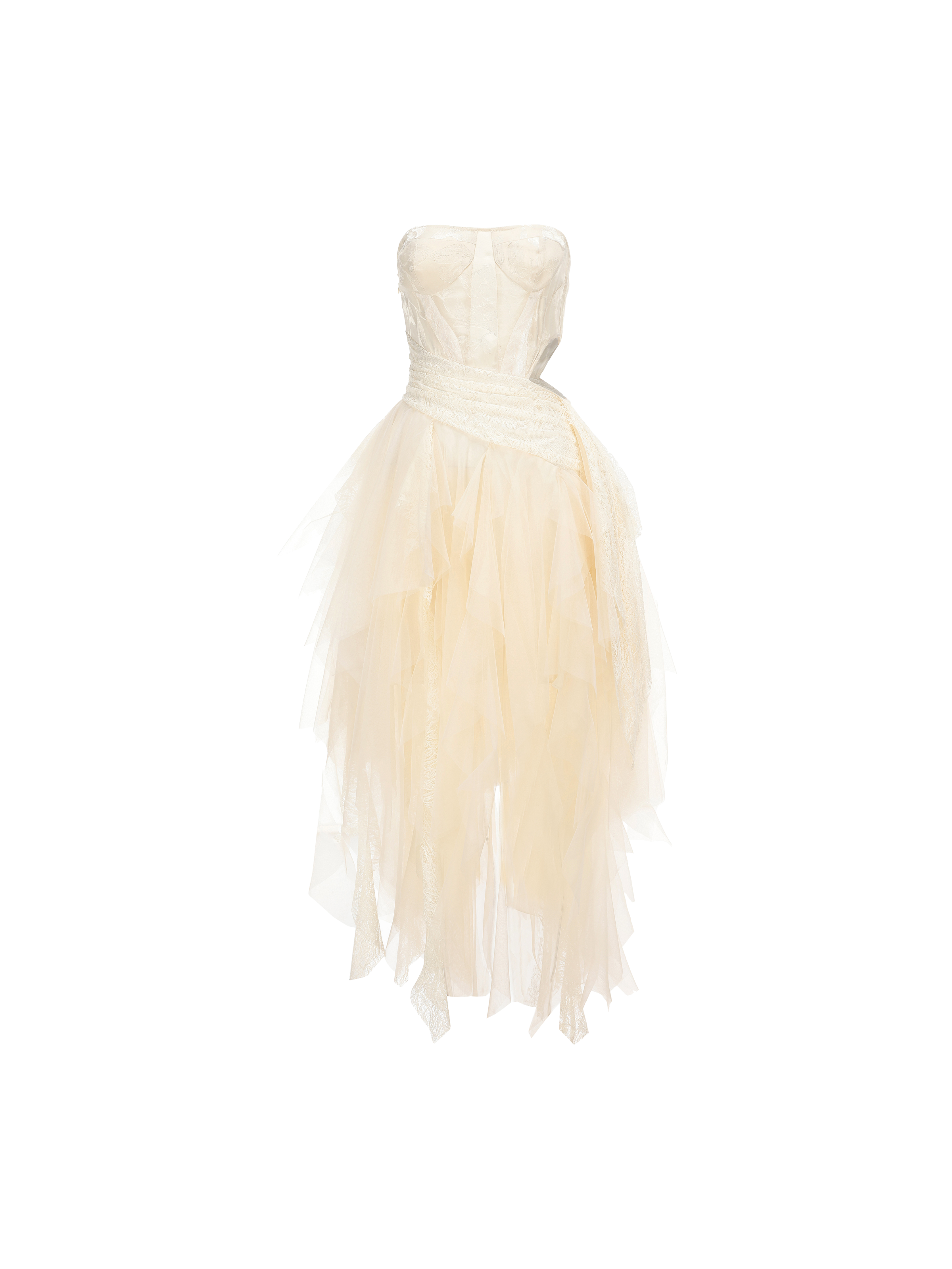 Beige Waistless Lace Tube Dress – ELYWOOD