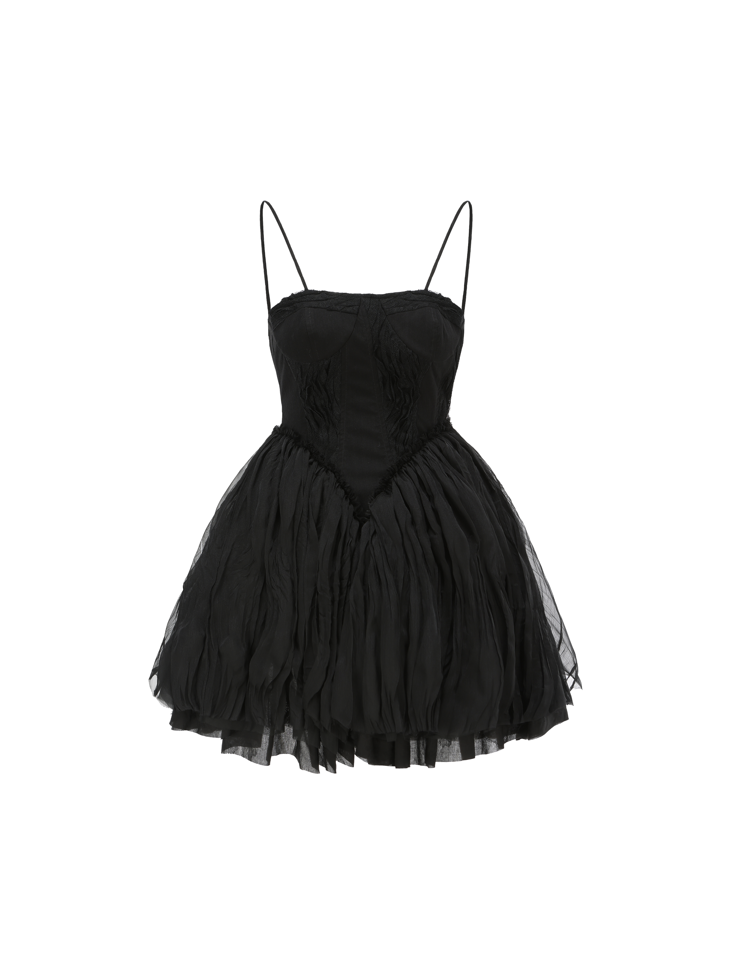 Black Lace Puffy Camisole Short Dress XS Black Lace Puffy Camisole Short Dress XS