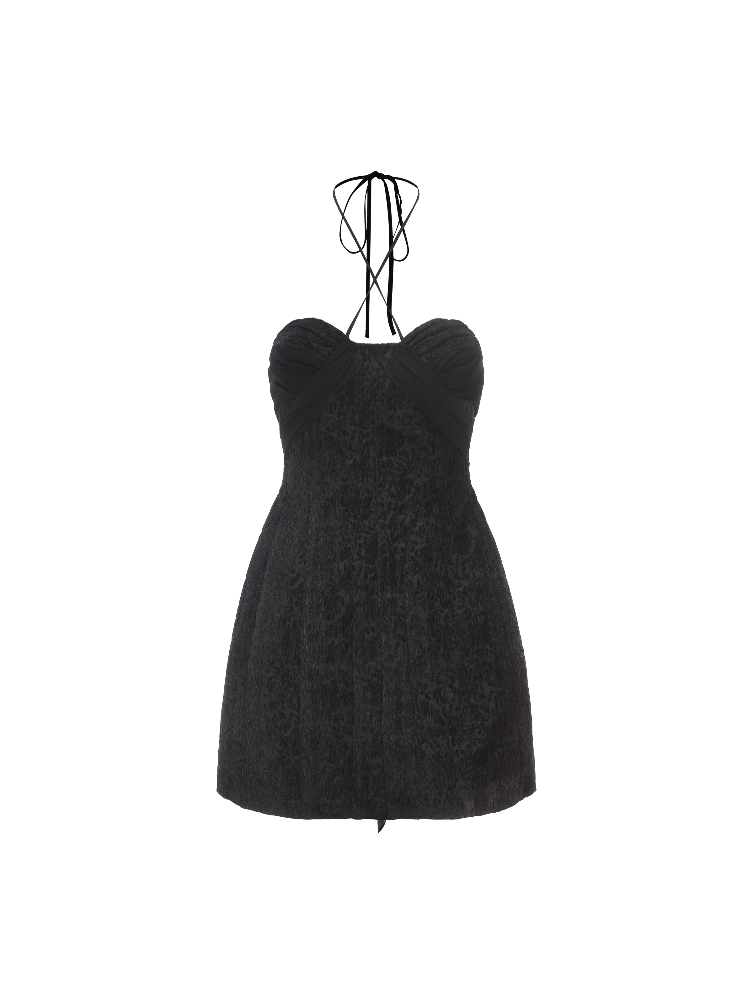 Black Velvet Halter Short Dress S