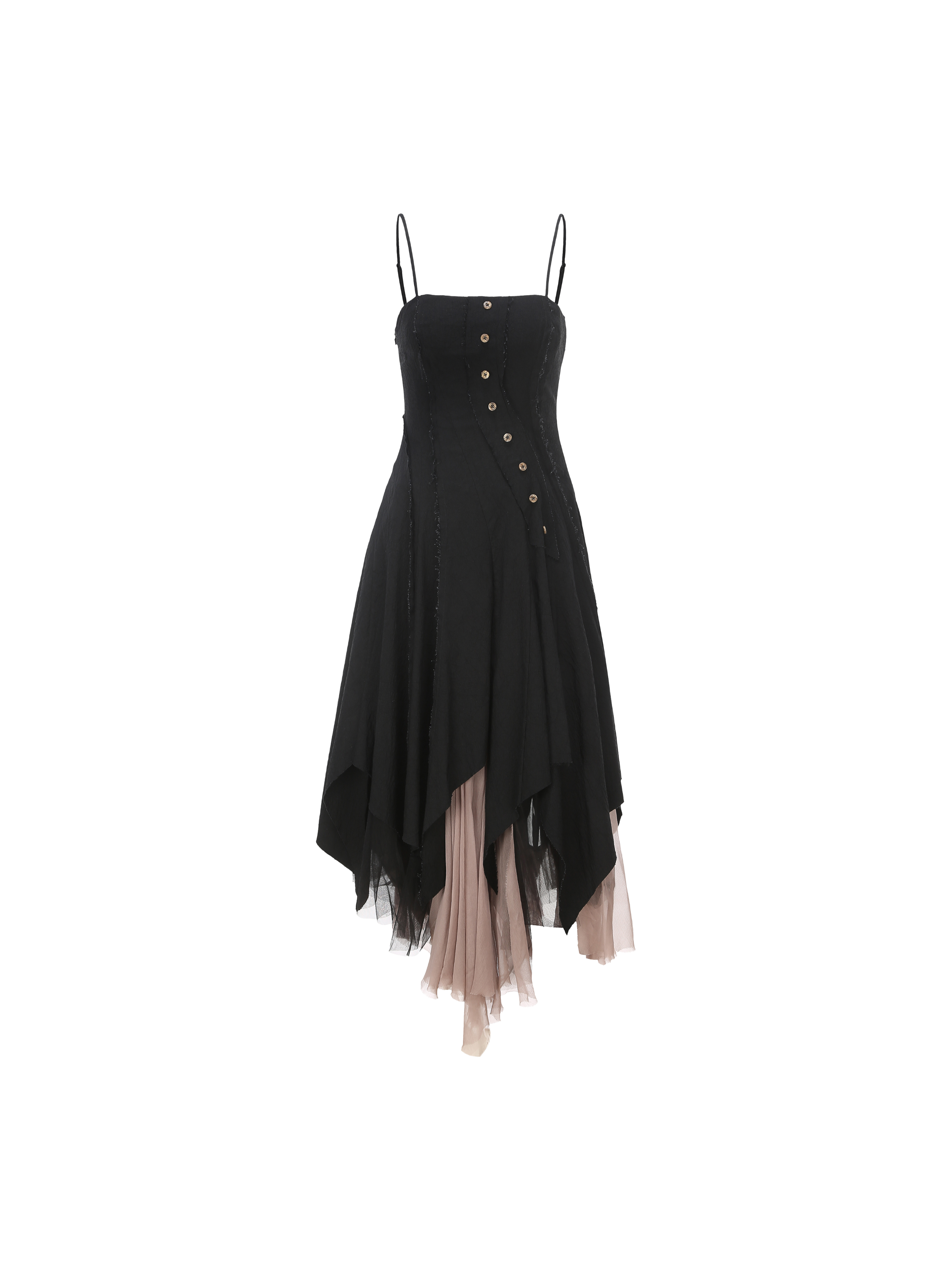 Black Slant Split Camisole Dress M