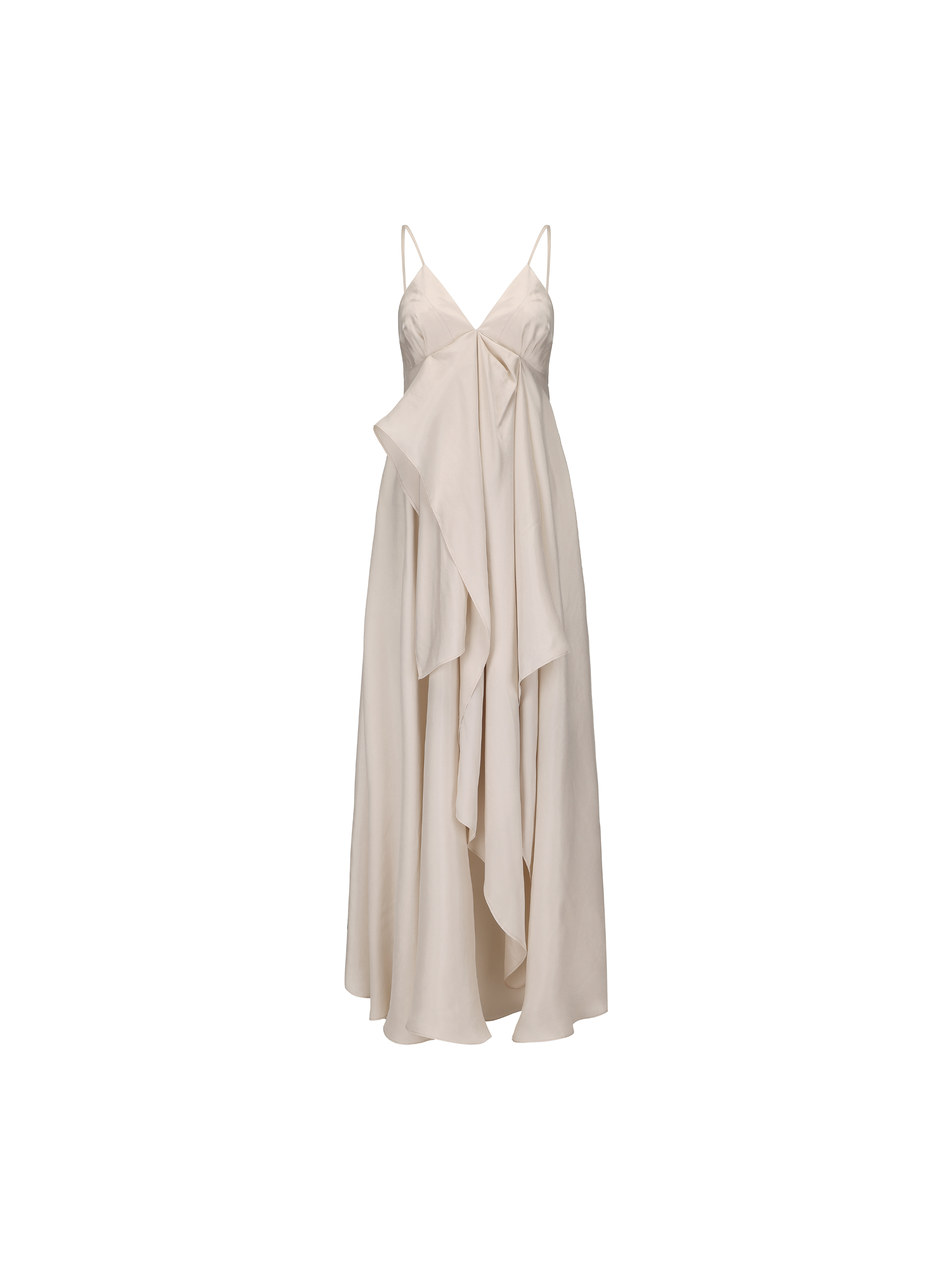 Cream Draped Double-Layer Strap Dress L