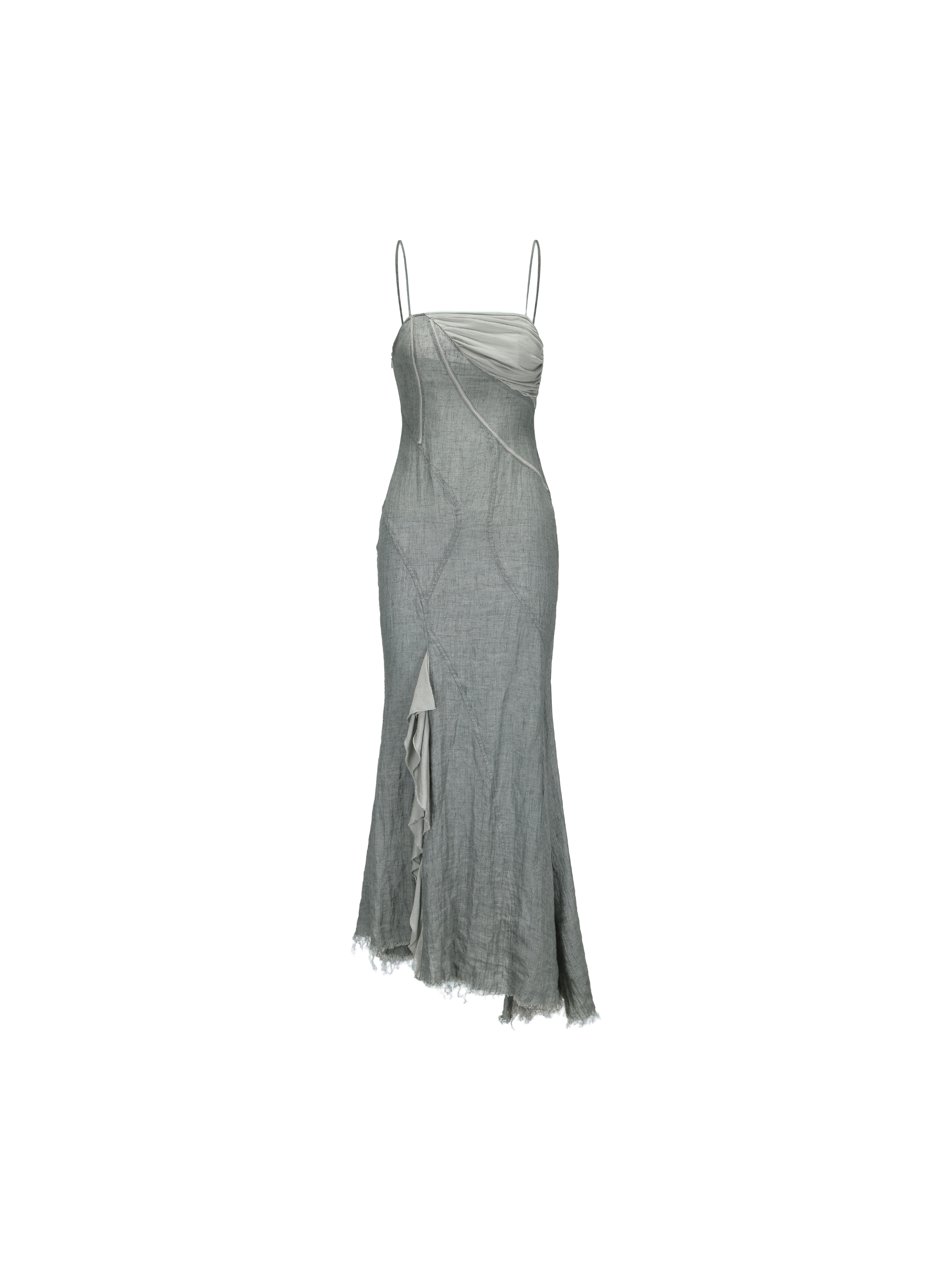 Gray-Blue Linen Panel Slip Dress M