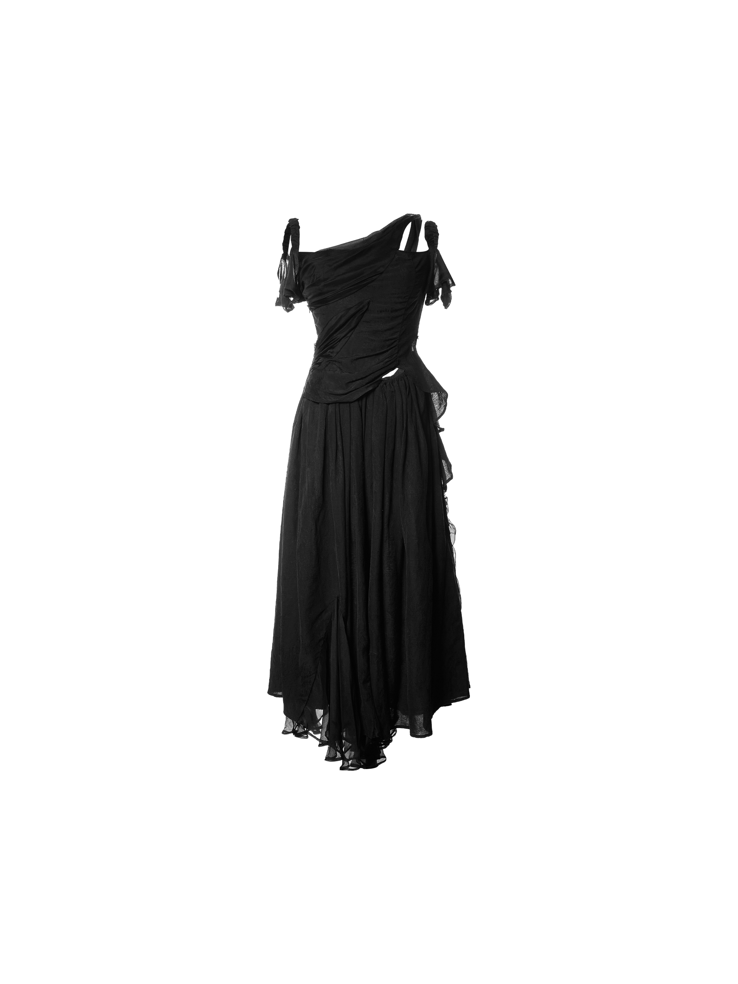 Black Ruffle Sleeve Dress Elywood 