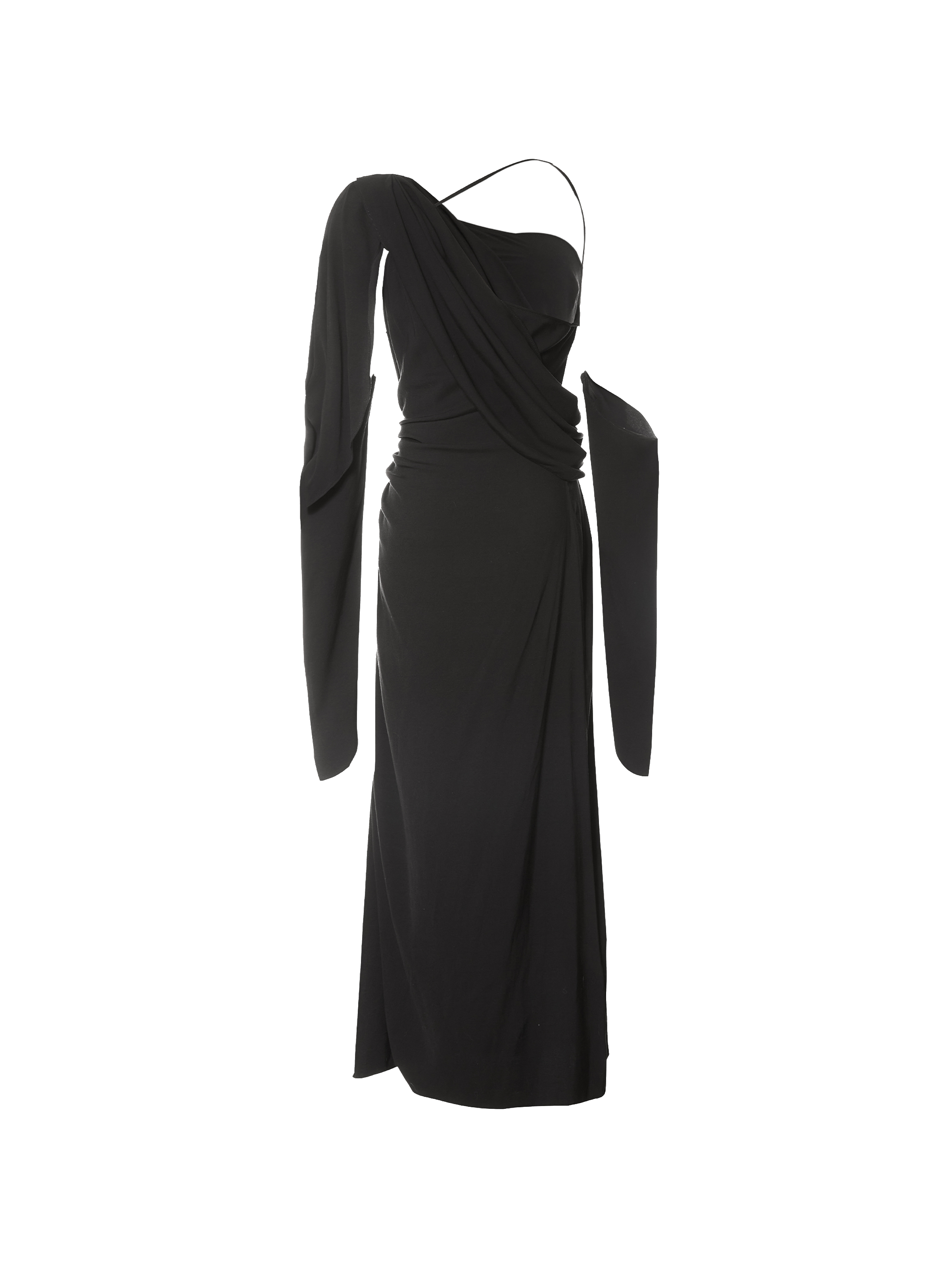 블랙 3D 듀 숄더 드레스