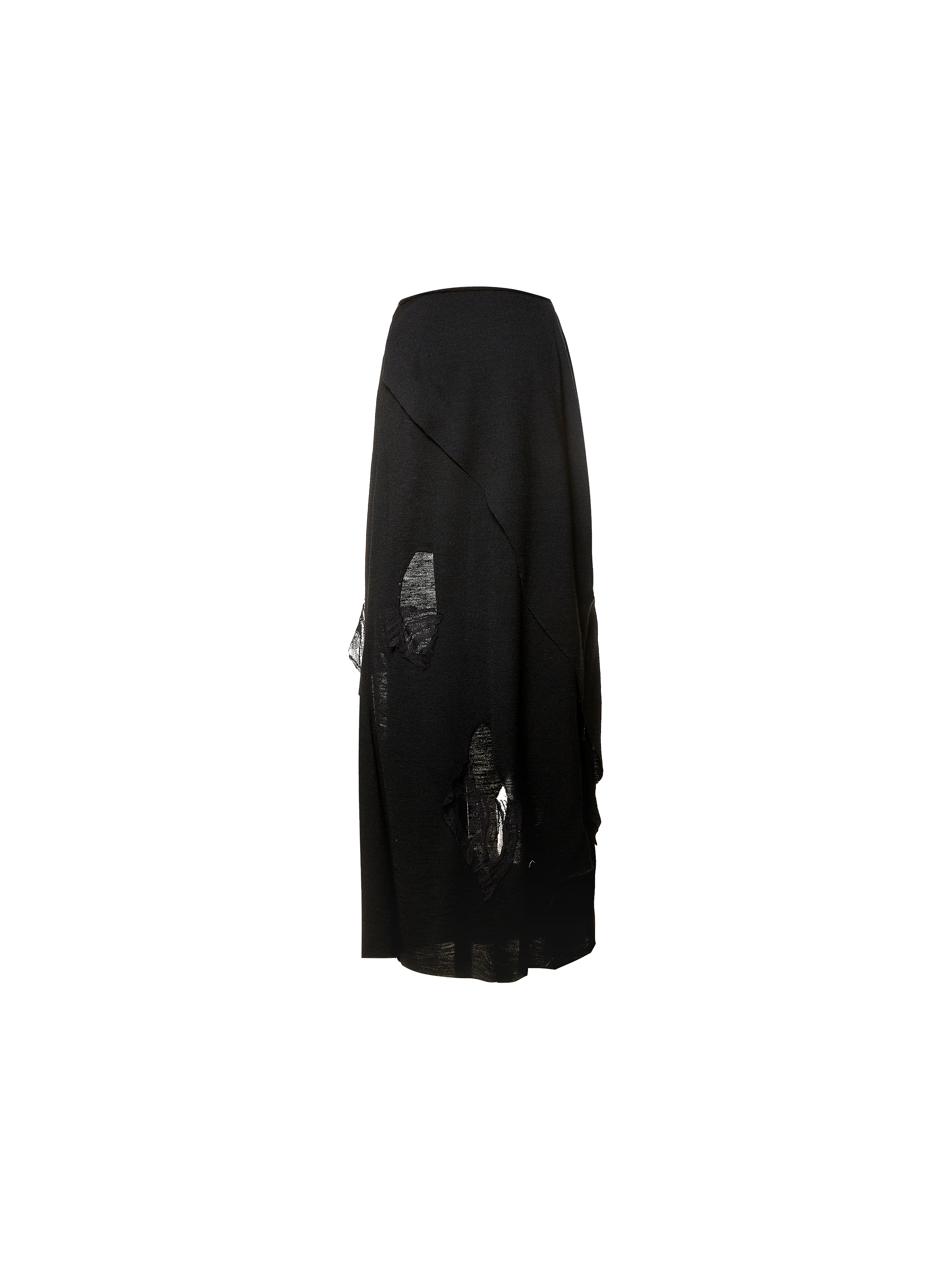 Torn Wool Knit Mid-Length Skirt