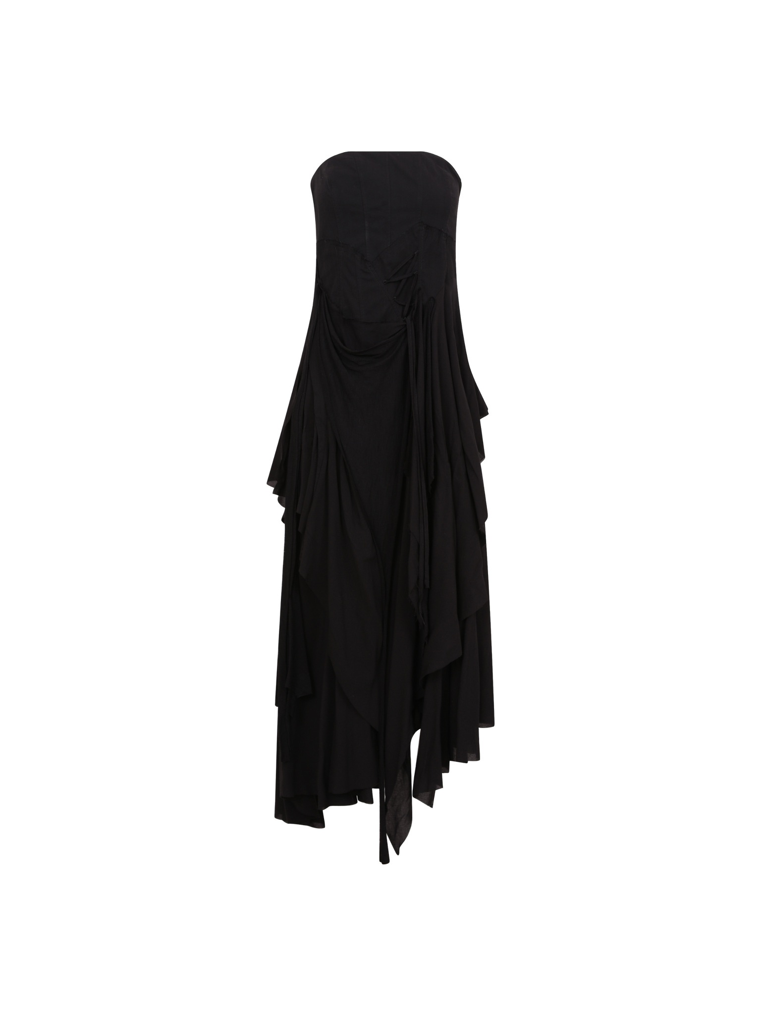Black Drawstring Corset Tube Dress