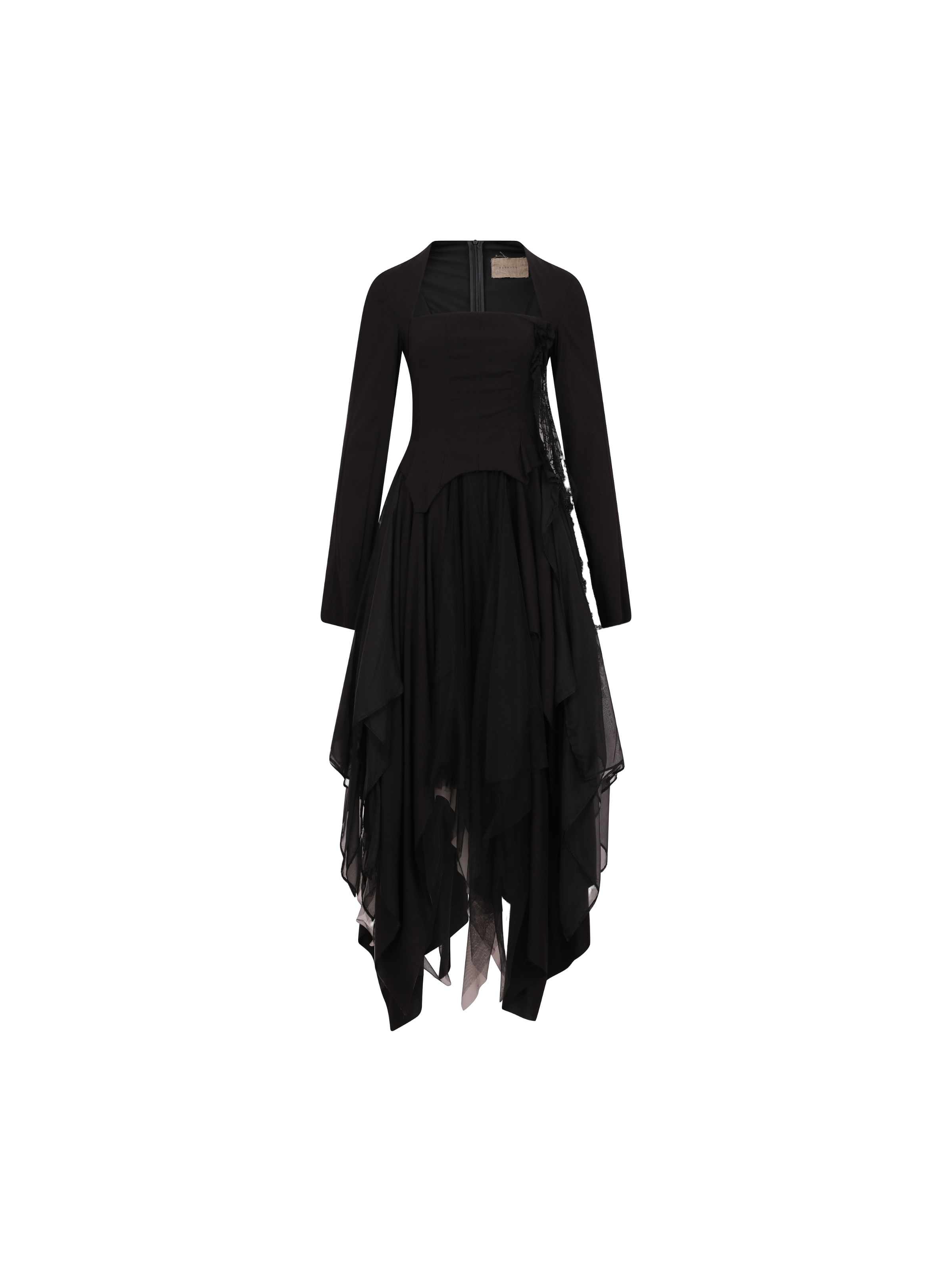 Black Stitching Gauze Dress