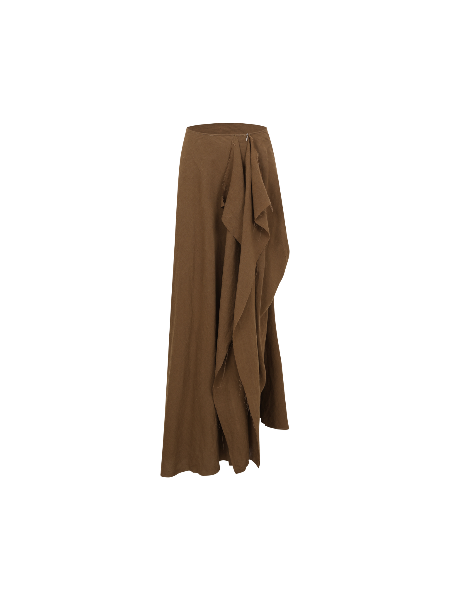 Olive Linen Mid-length Skirt
