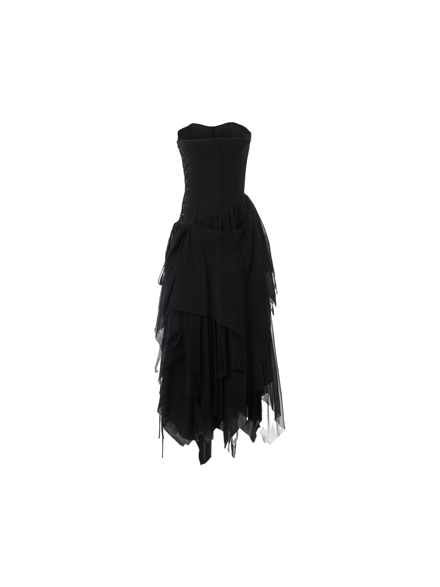 Black Corset Mesh Gown ELYWOOD
