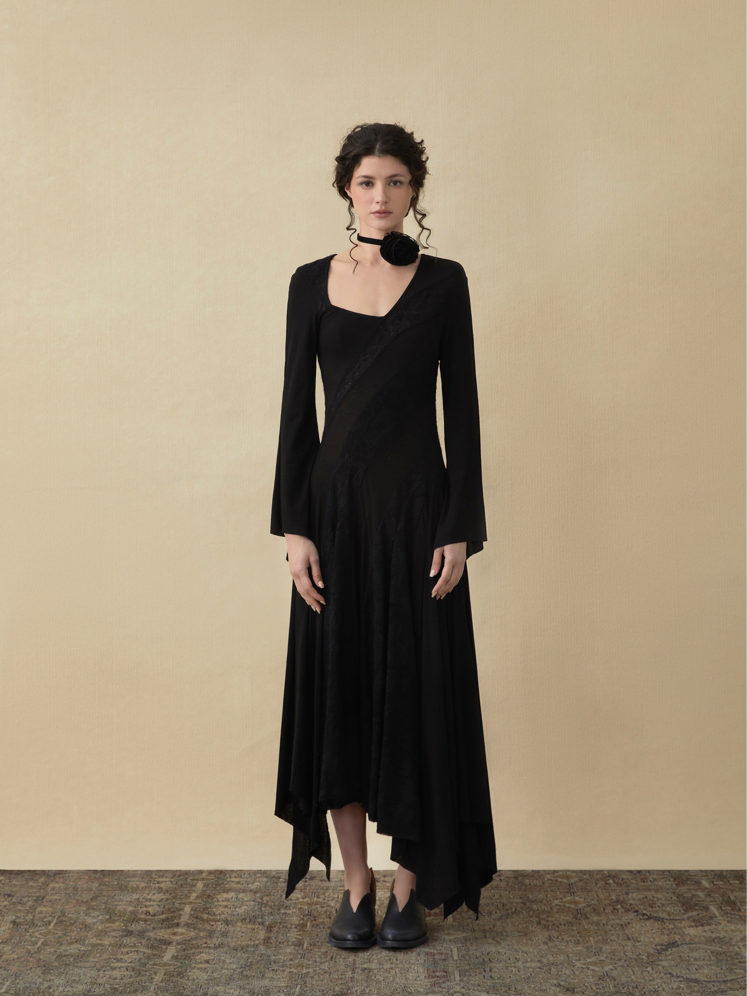 Black Twilled Silesia Dress