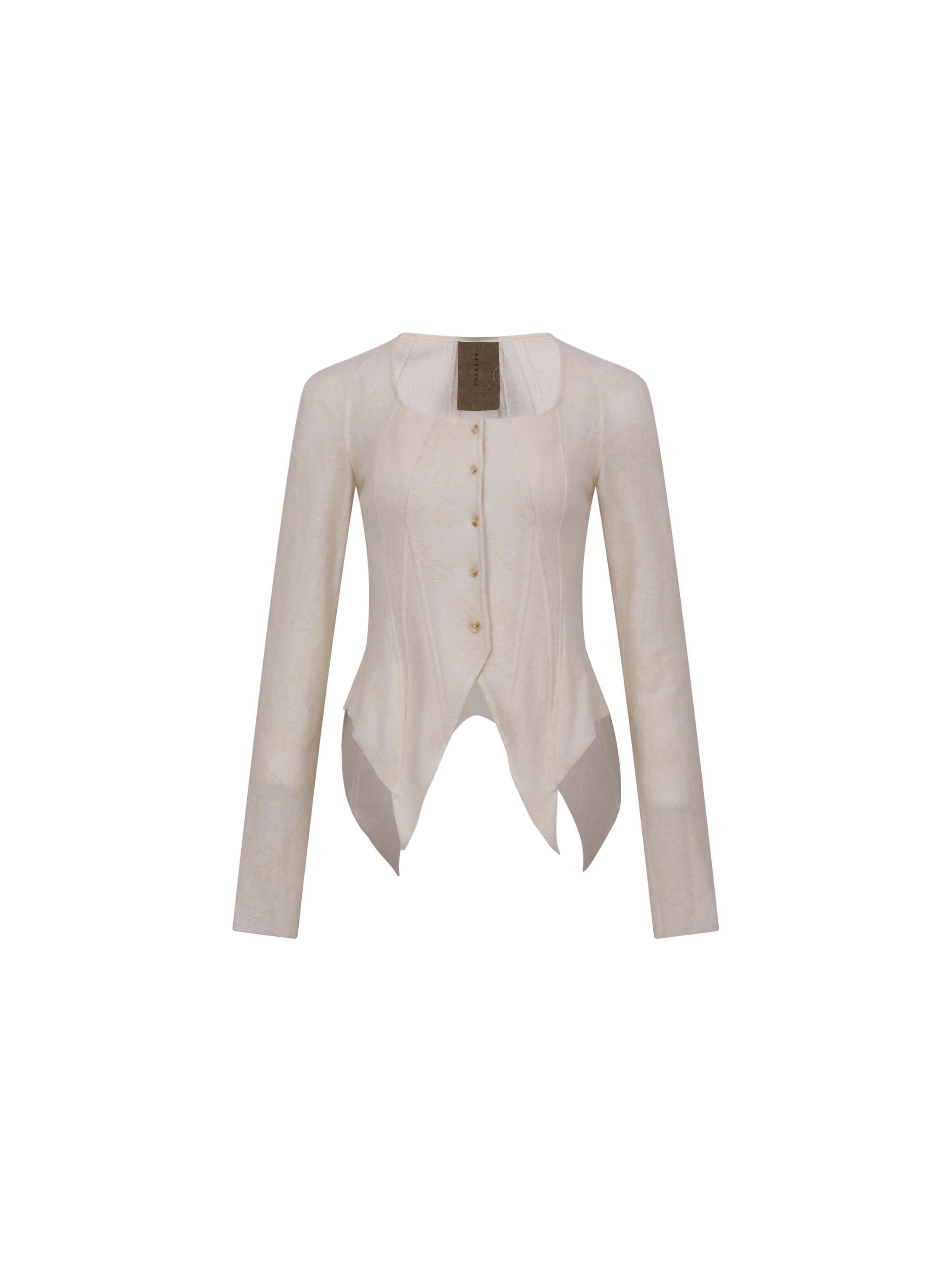 White Square Collar Top With Buttons