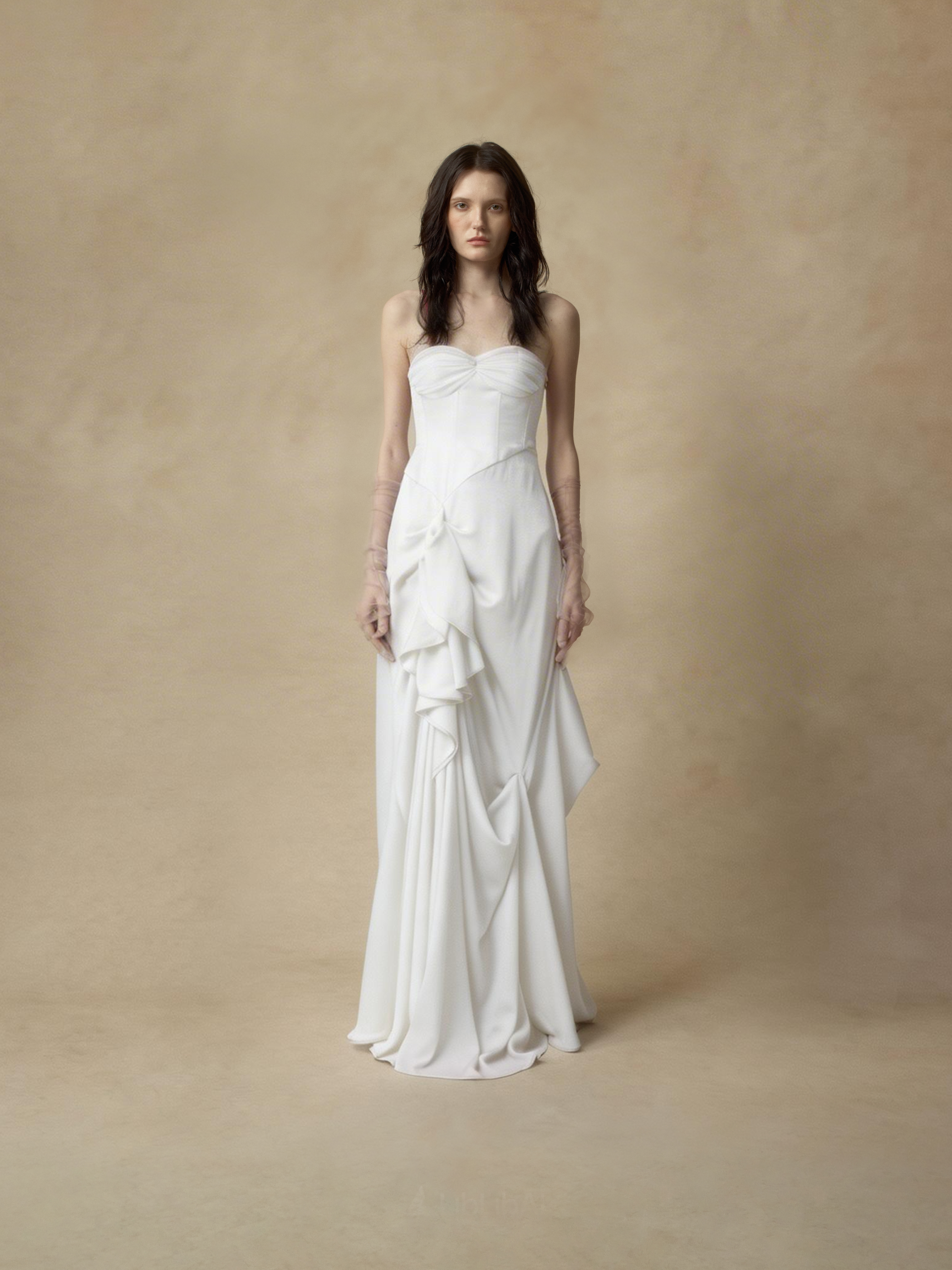 Pleated Asymmetric Spaghetti Strap Dress
