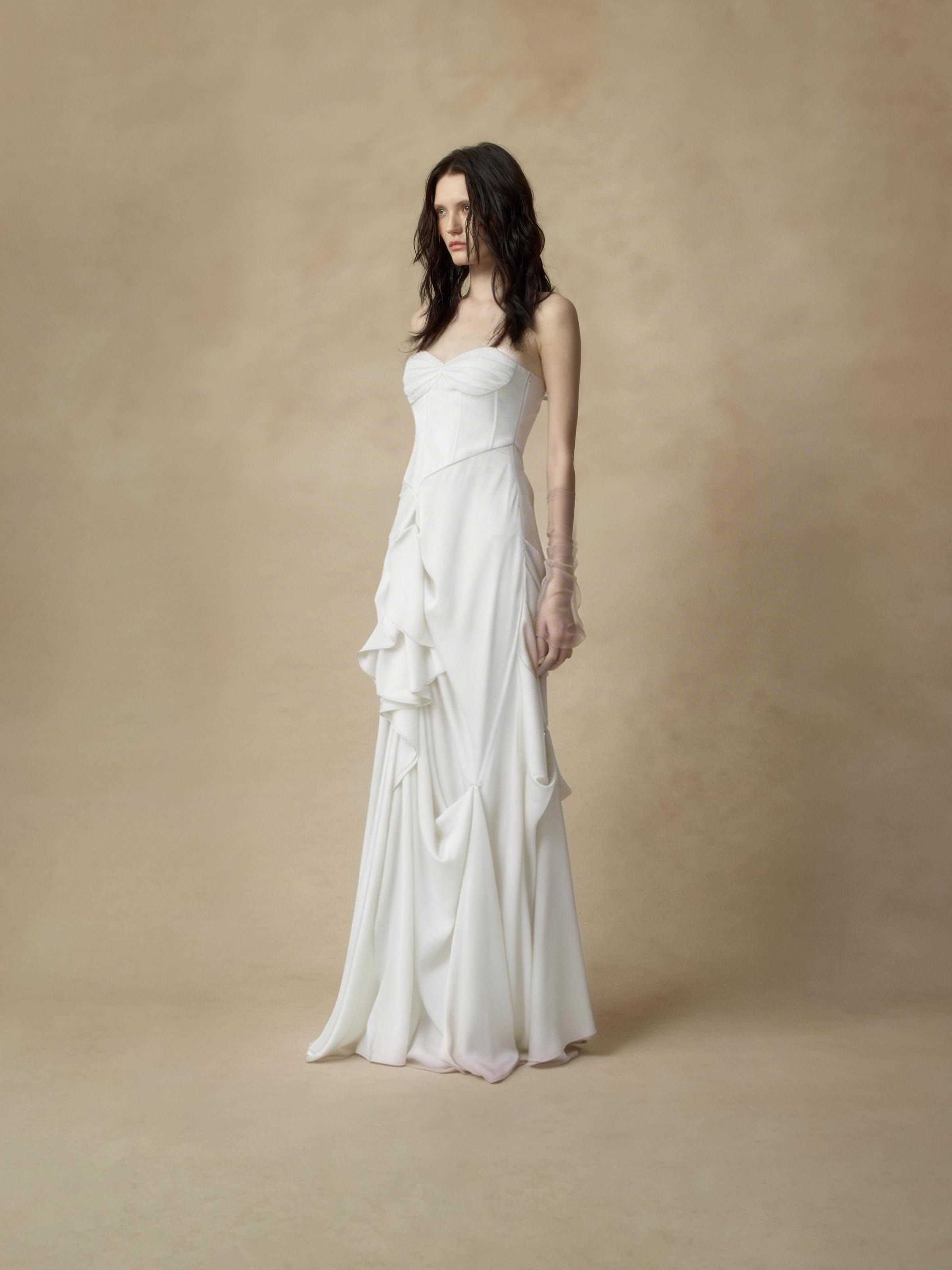 Pleated Asymmetric Spaghetti Strap Dress