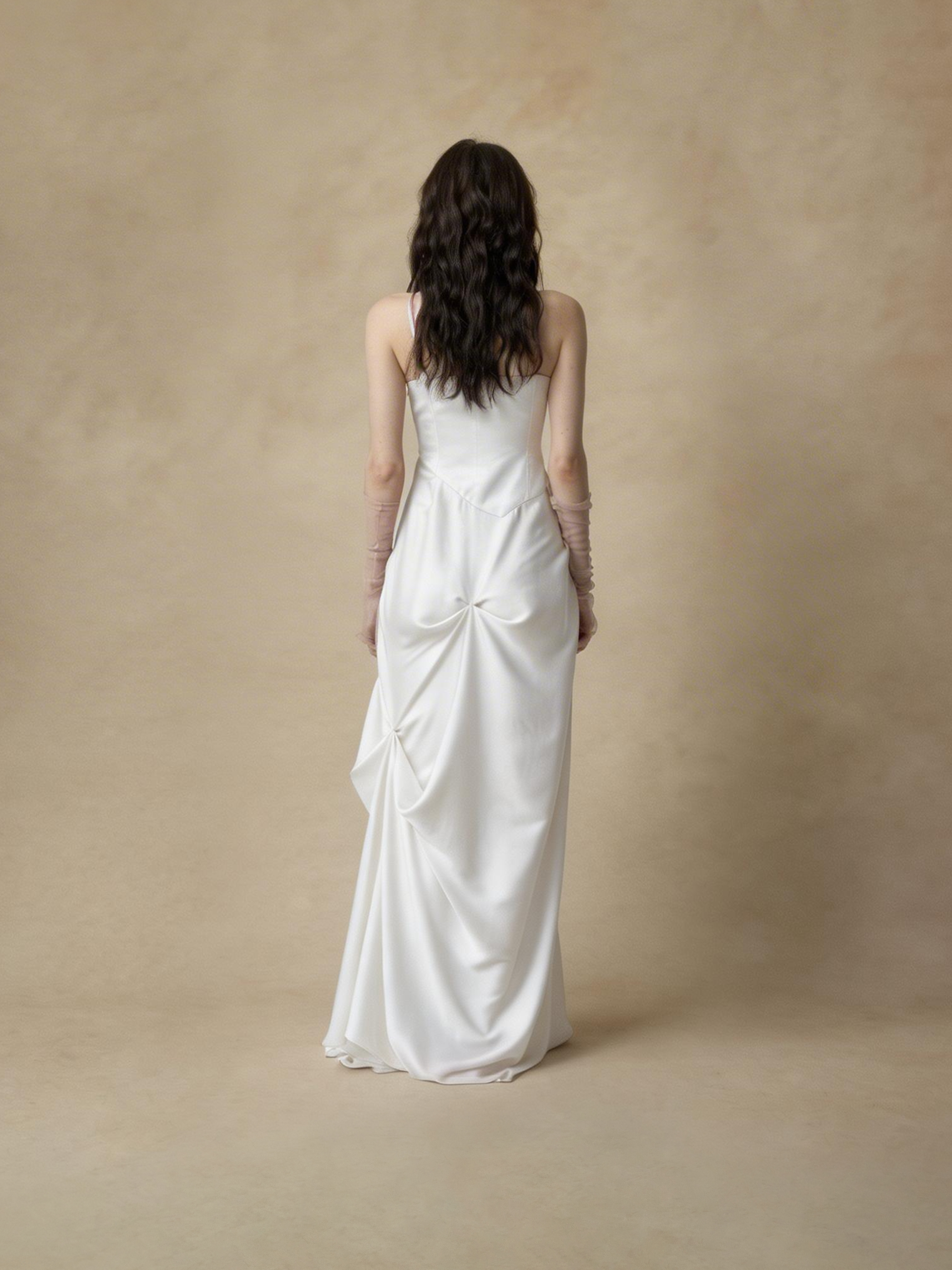 Pleated Asymmetric Spaghetti Strap Dress