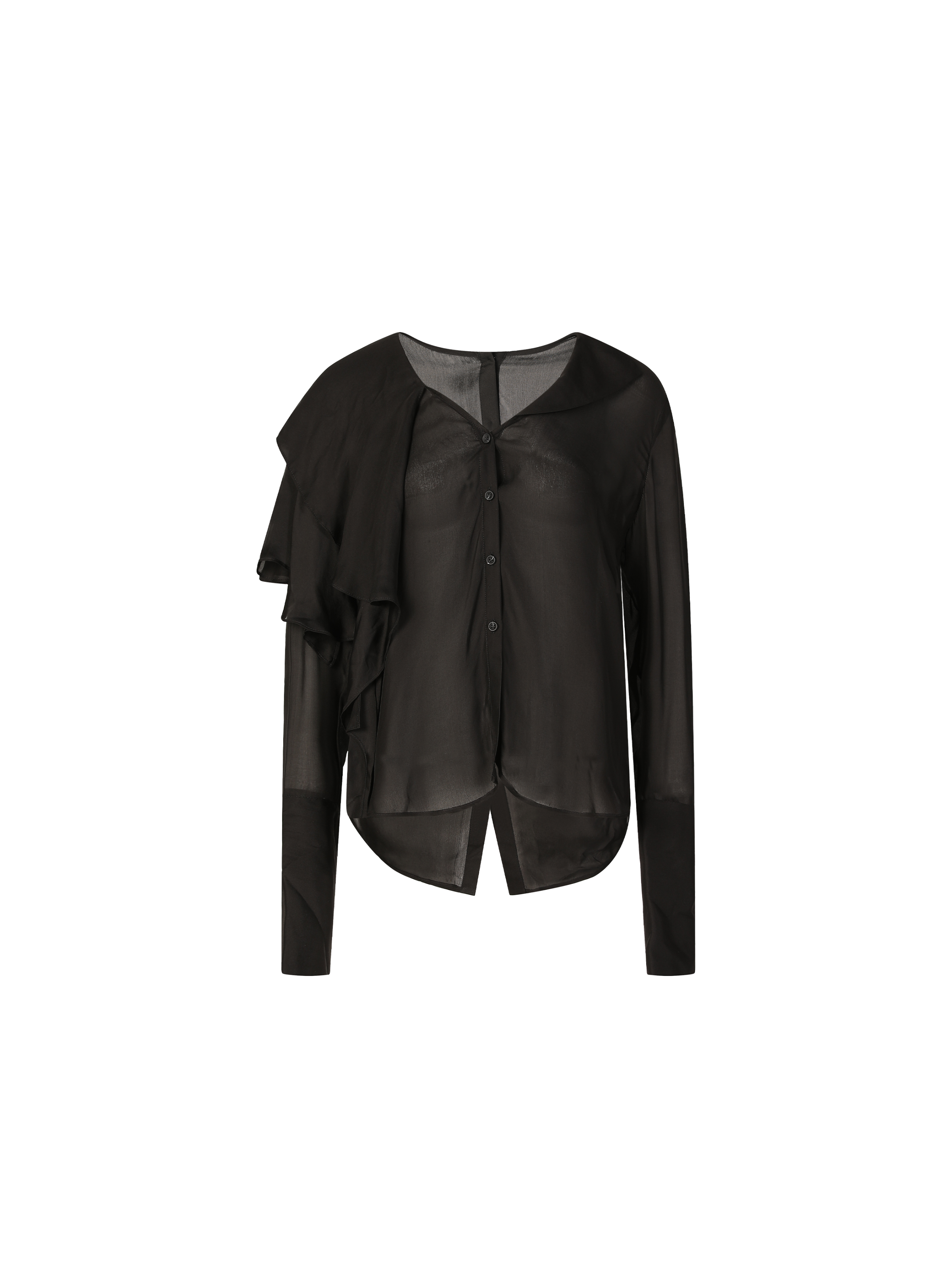 Black Collar Seamed Silk Shirt