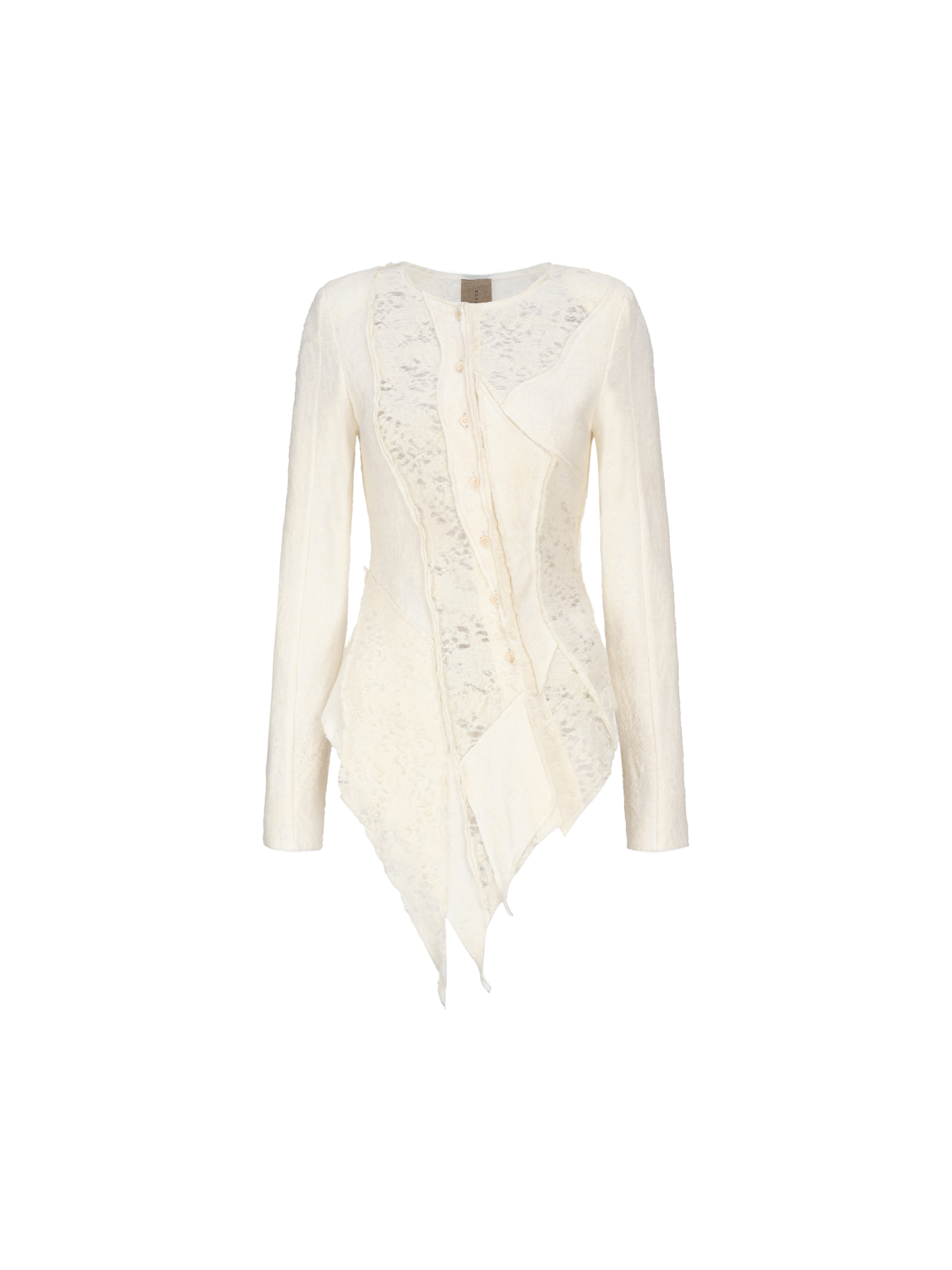 White Hollow Lace Wool Cardigan