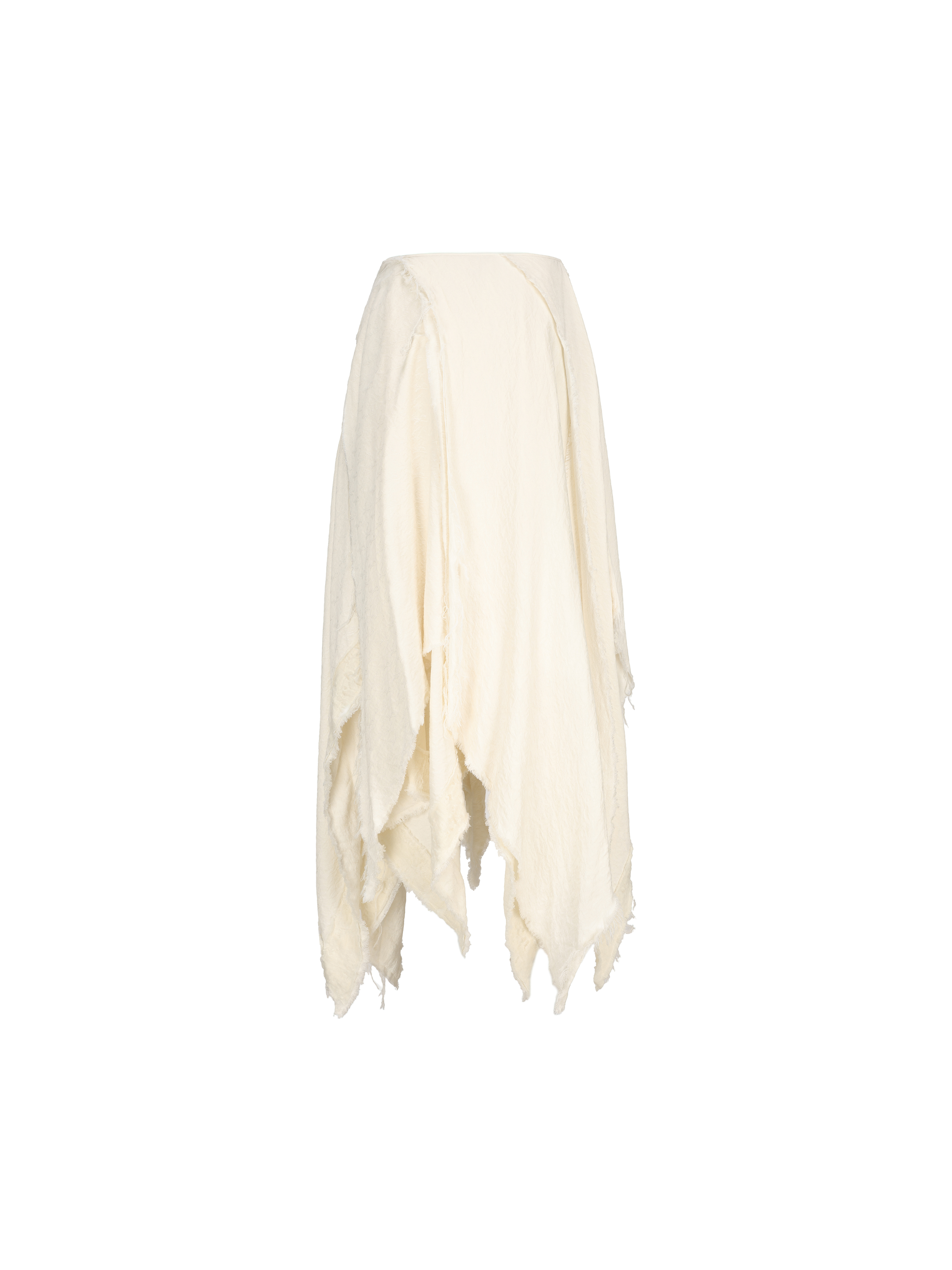 White Hollow Wool Maxi Skirt