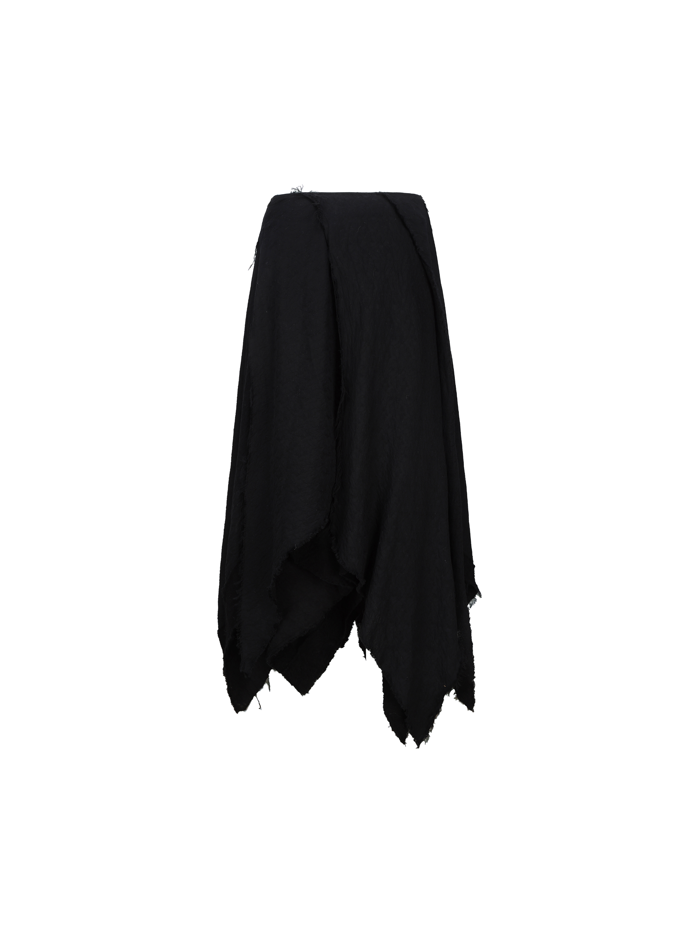 Black Hollow Wool Maxi Skirt