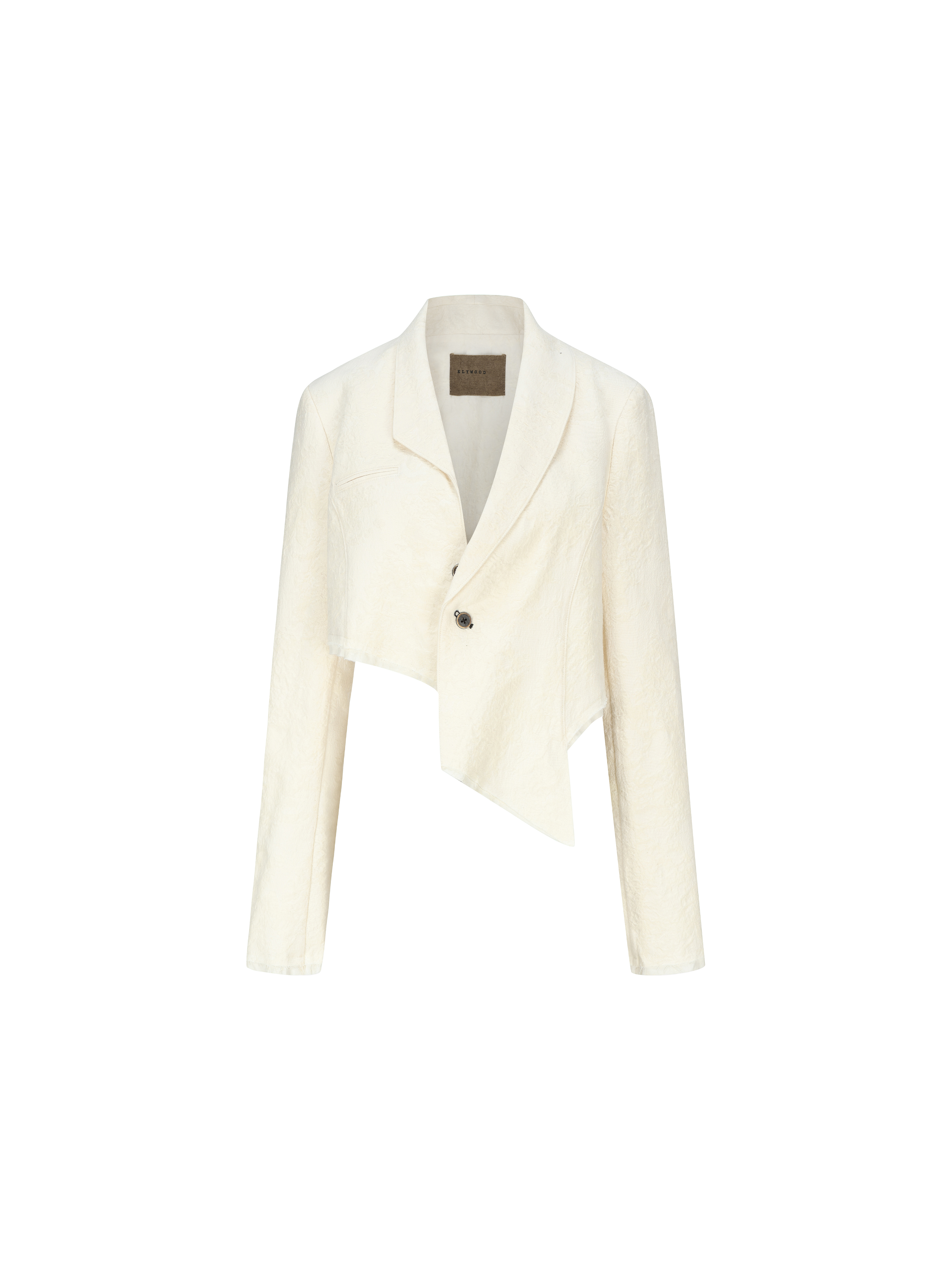 White Irregular Collar Short Jacket