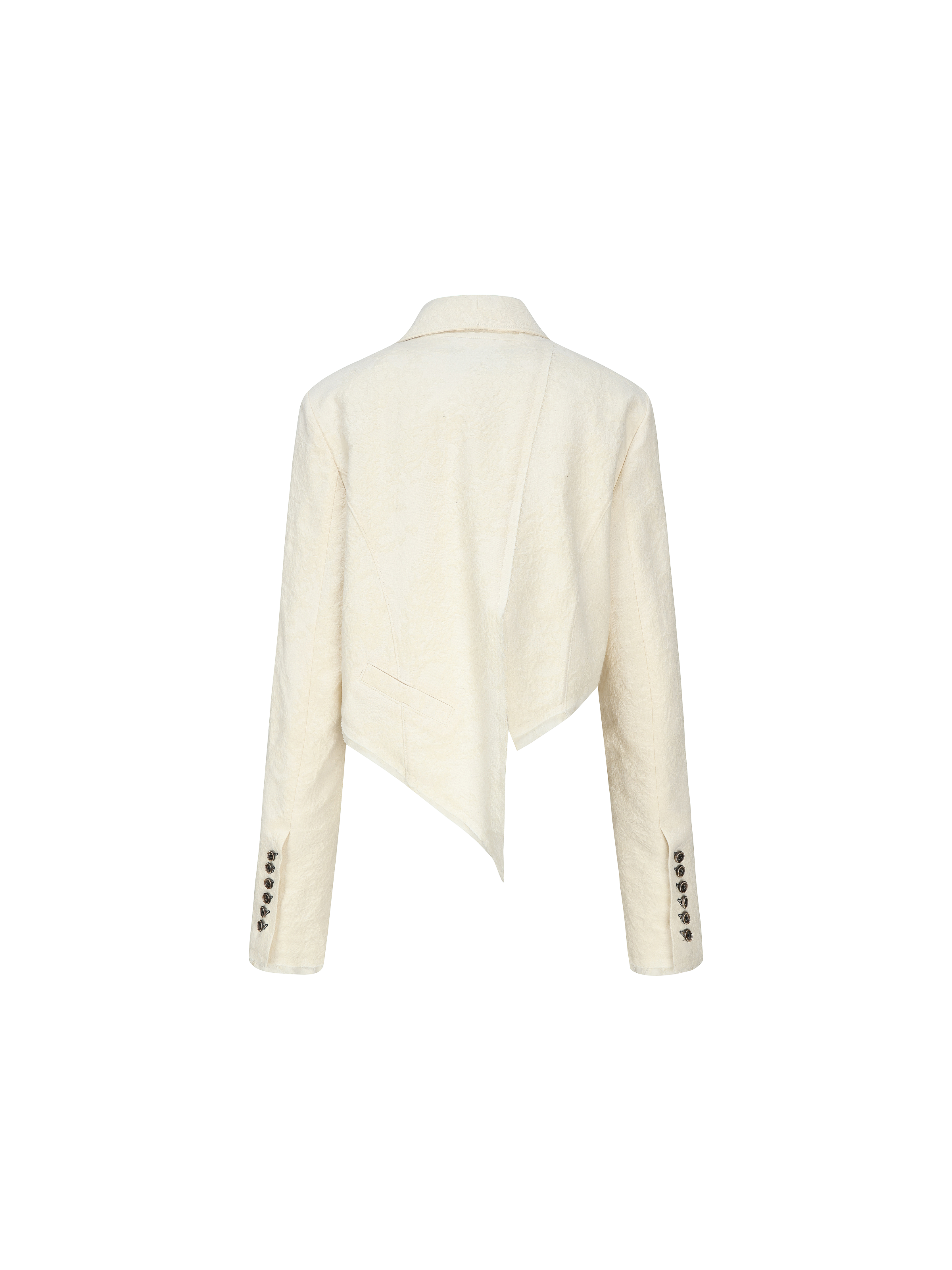 White Irregular Collar Short Jacket