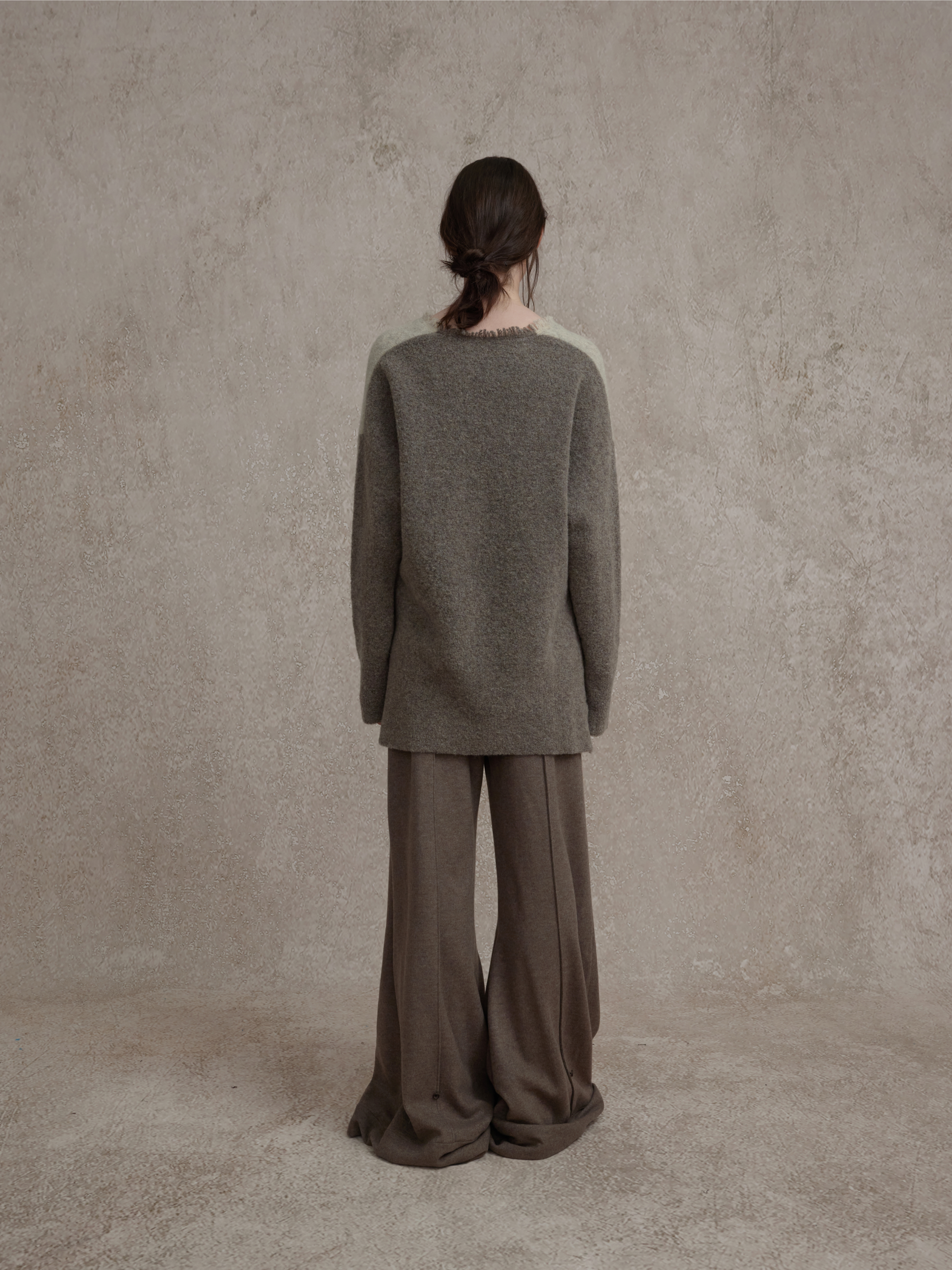 Brown Wool Button Placket Trousers