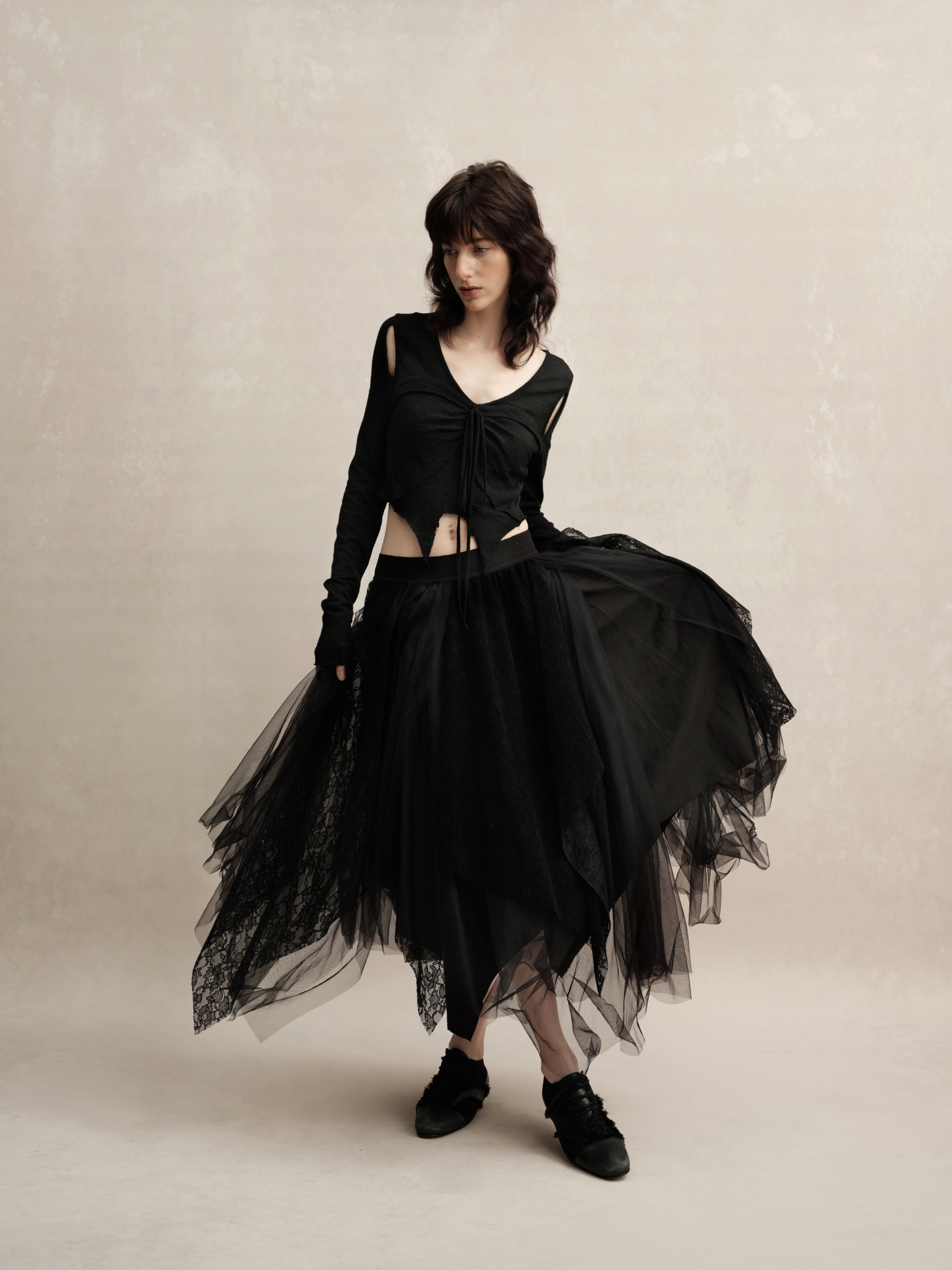 Black Lace Gauze Skirt