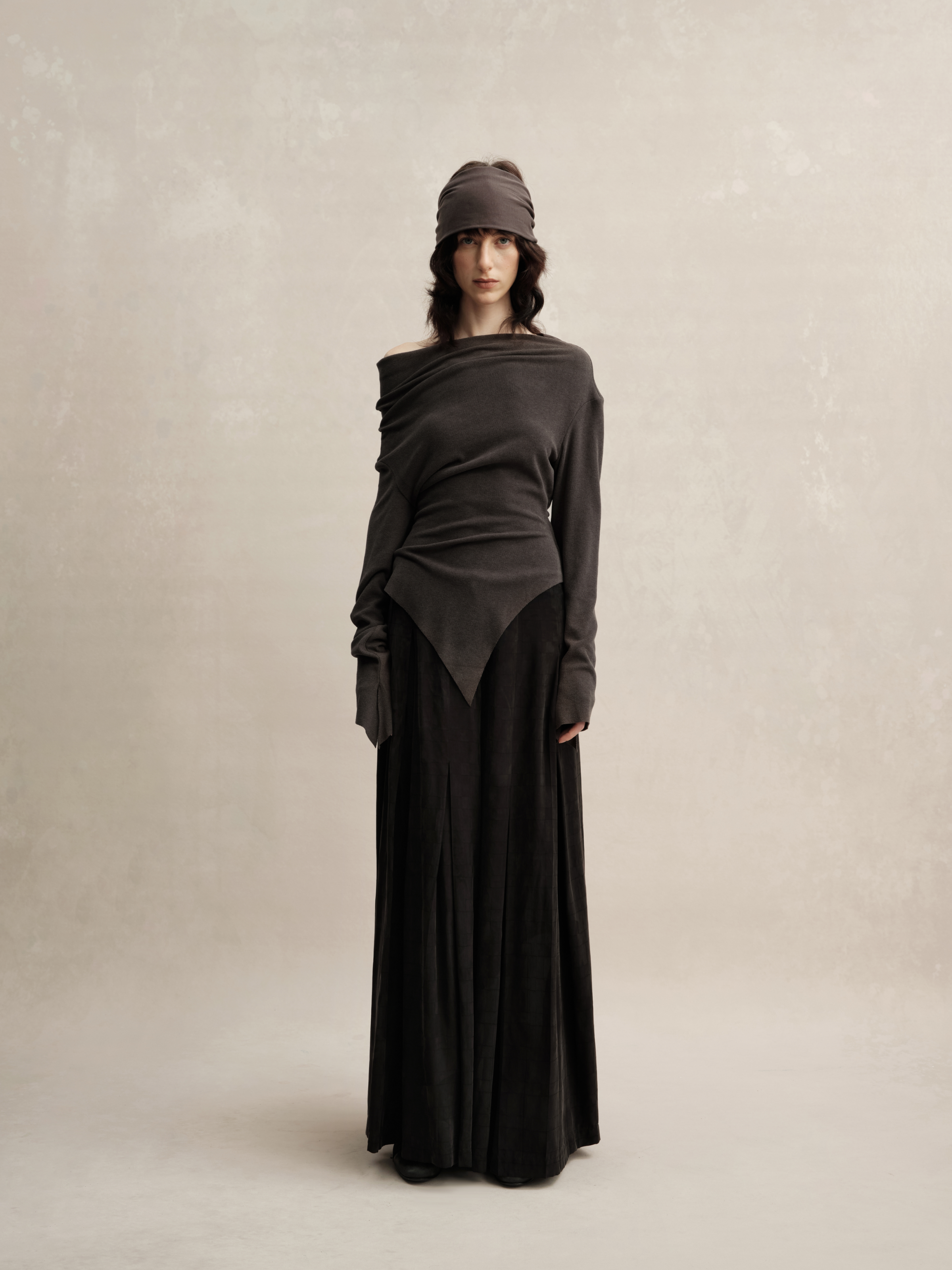 Black Wide-leg Cupro Trousers