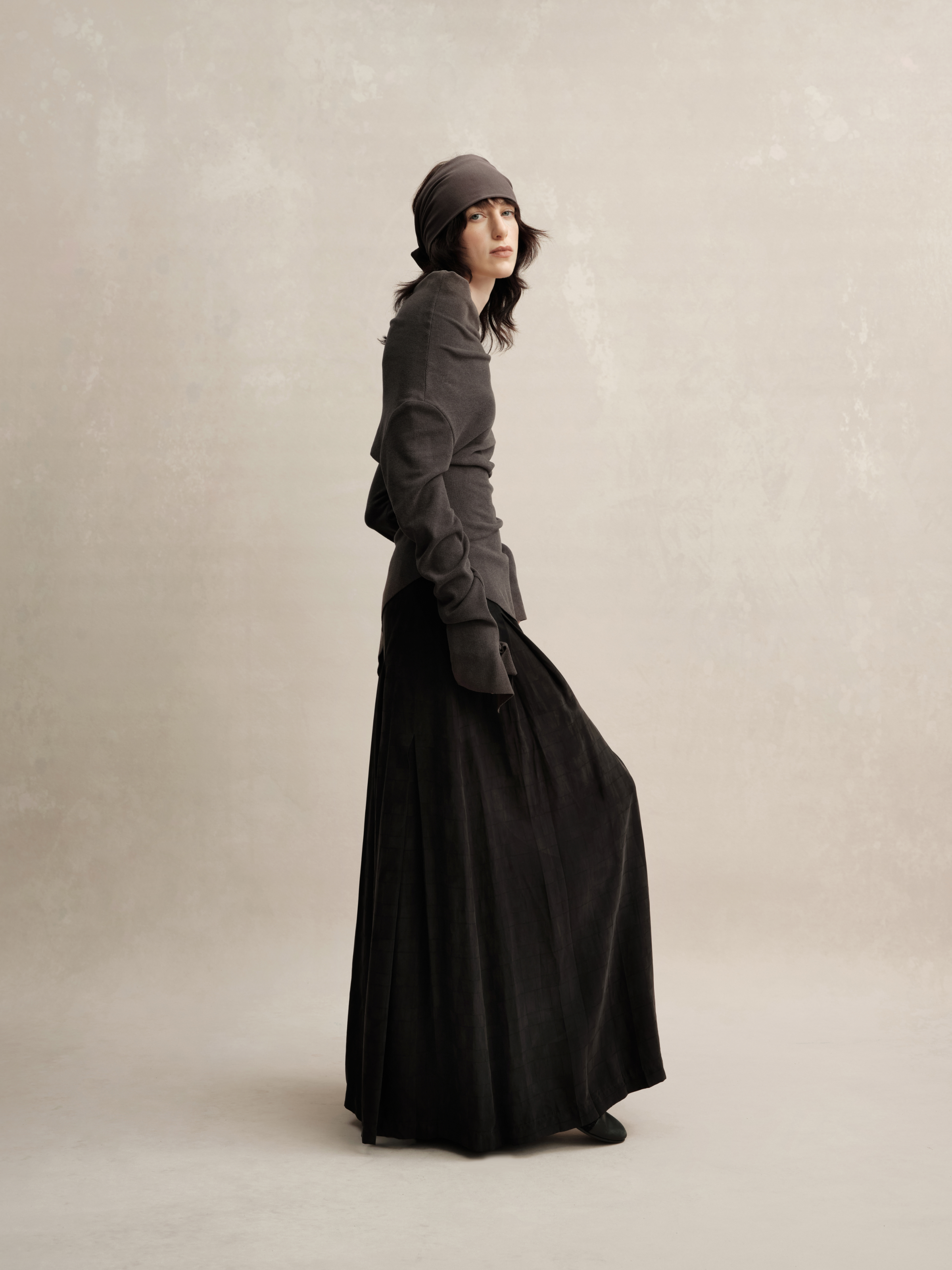 Black Wide-leg Cupro Trousers