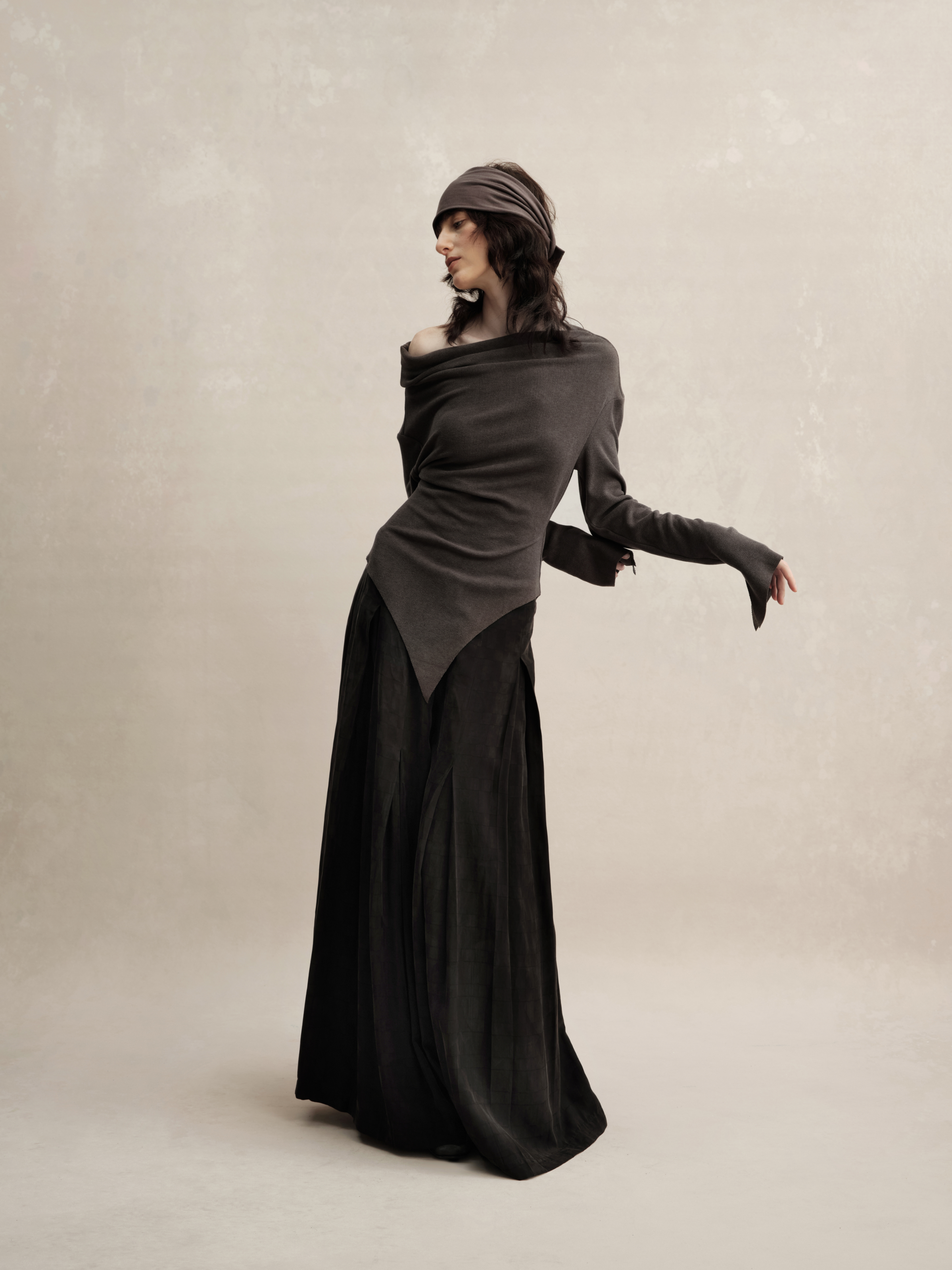 Black Wide-leg Cupro Trousers