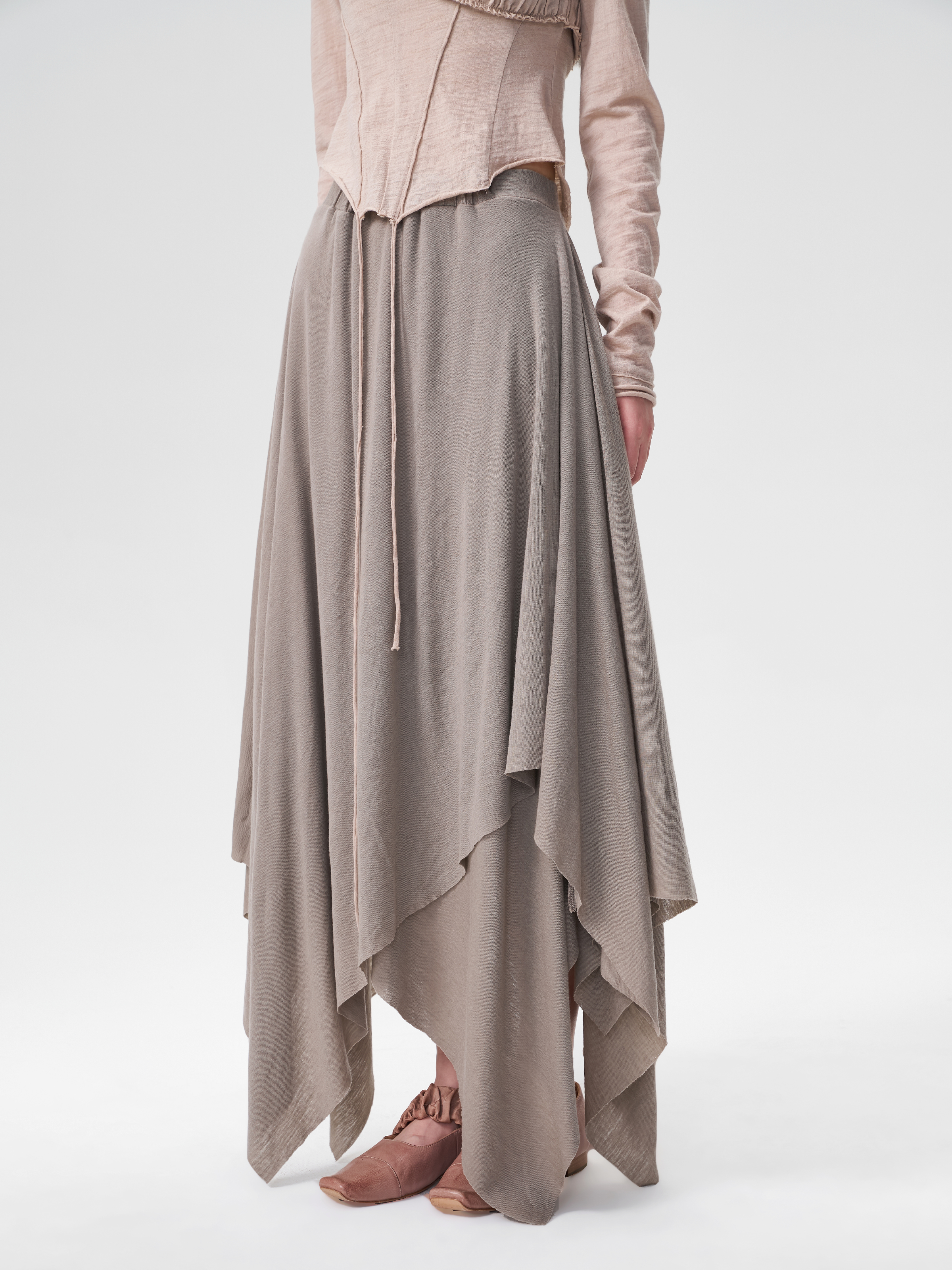 Grey Knitted Maxi Skirt