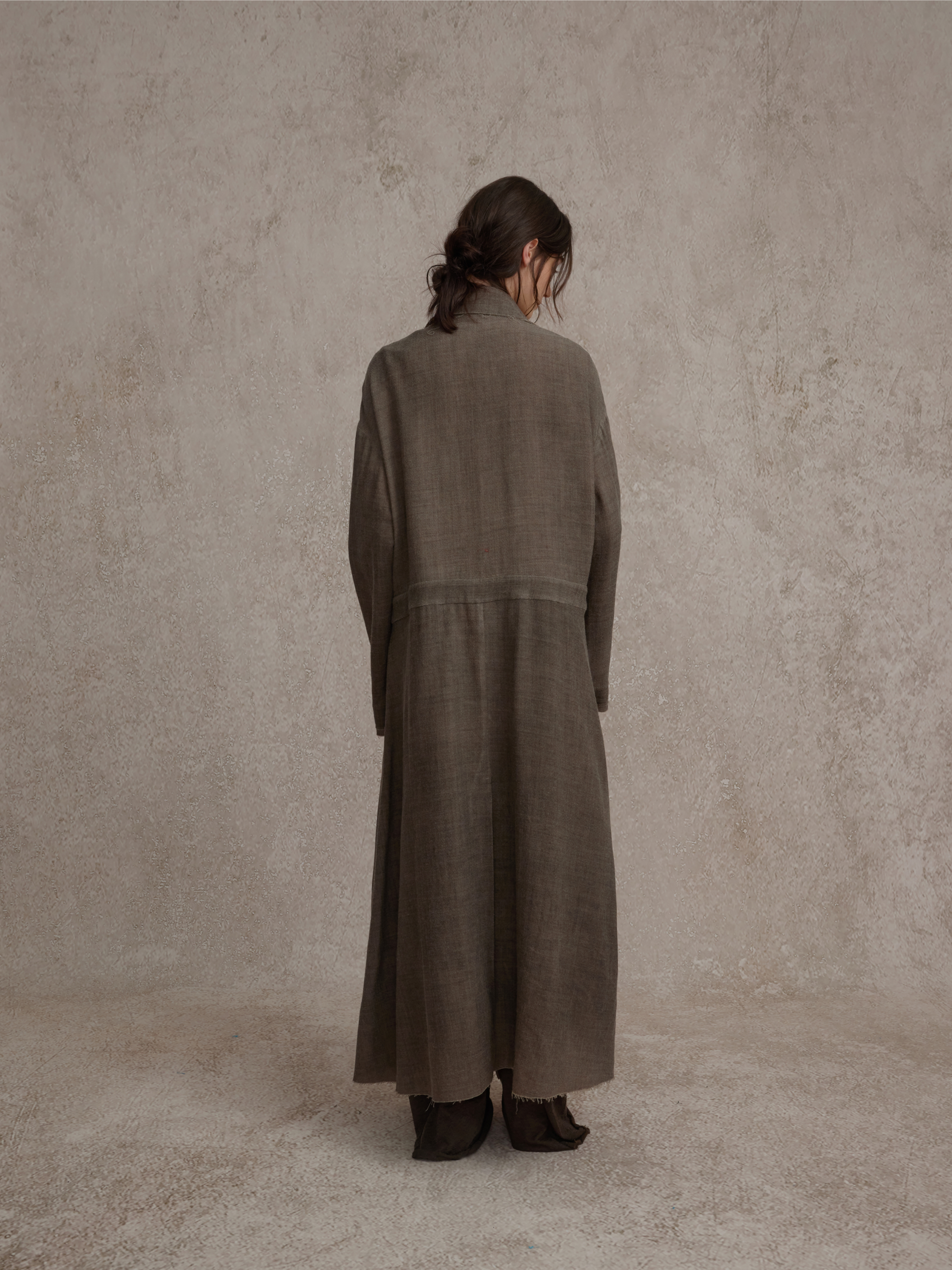 Brown Wool Deconstructed Trench Coat