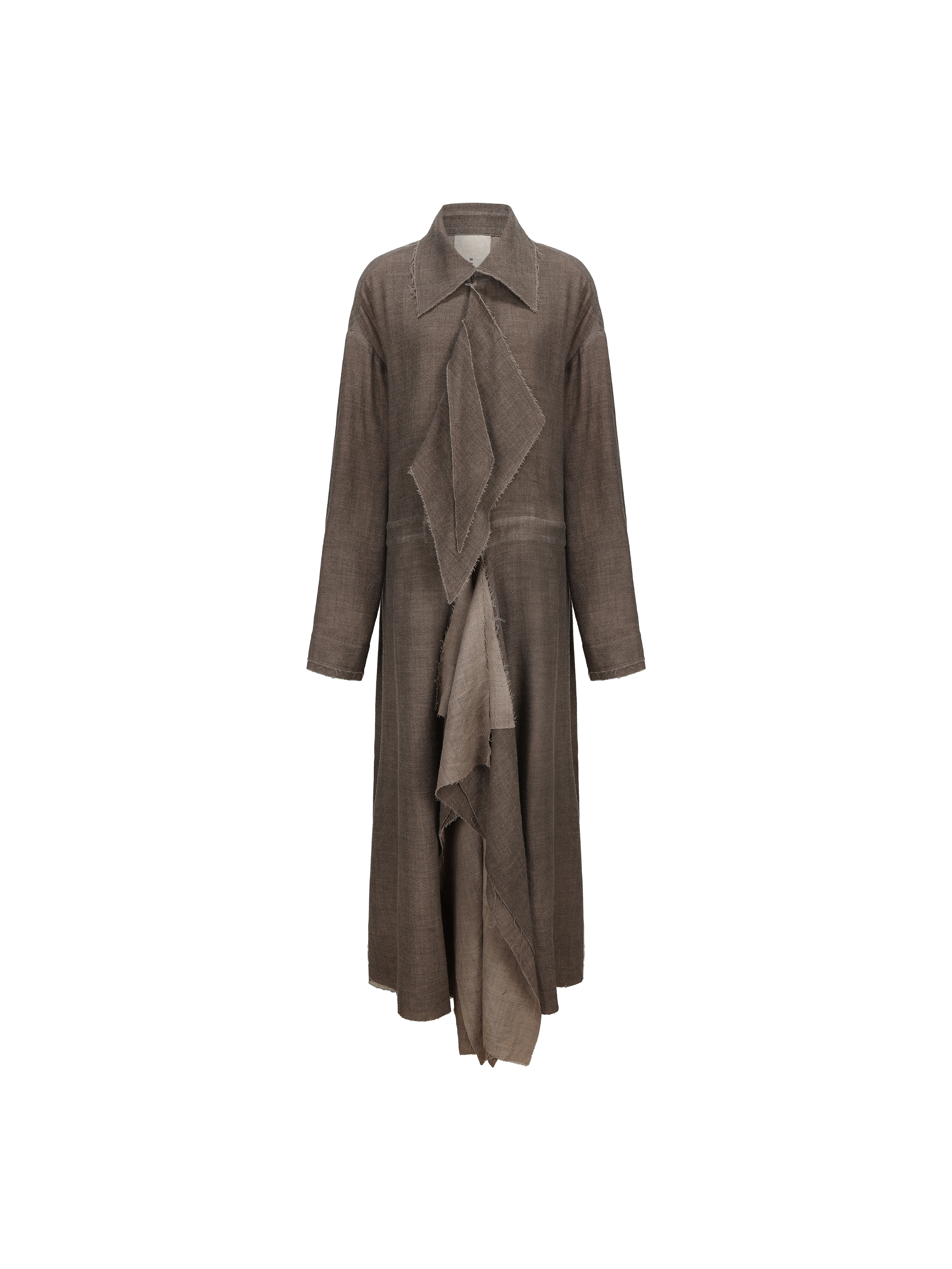 Brown Wool Deconstructed Trench Coat