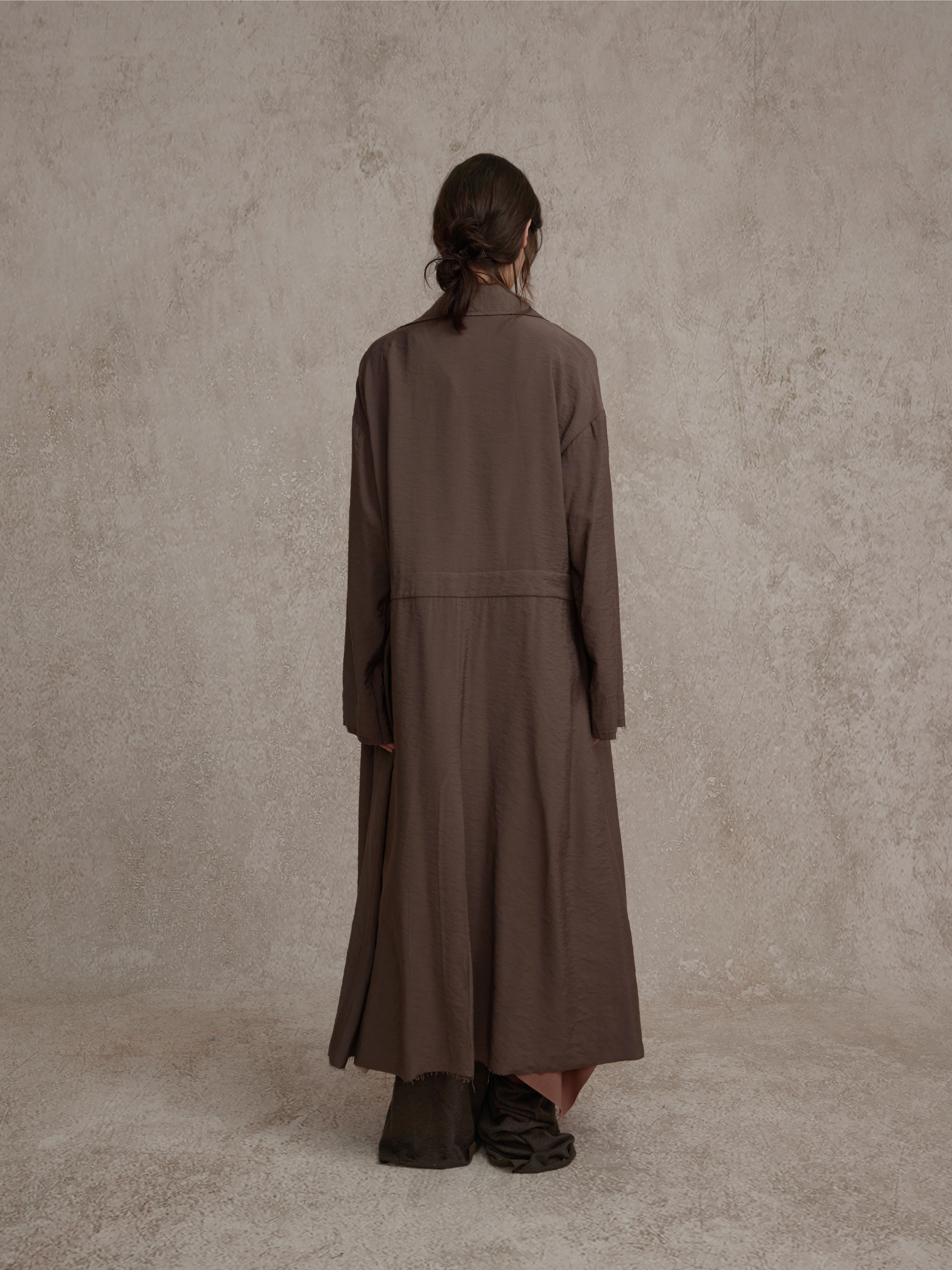 Dark Purple Deconstructed Stand-up Collar Trench Coat