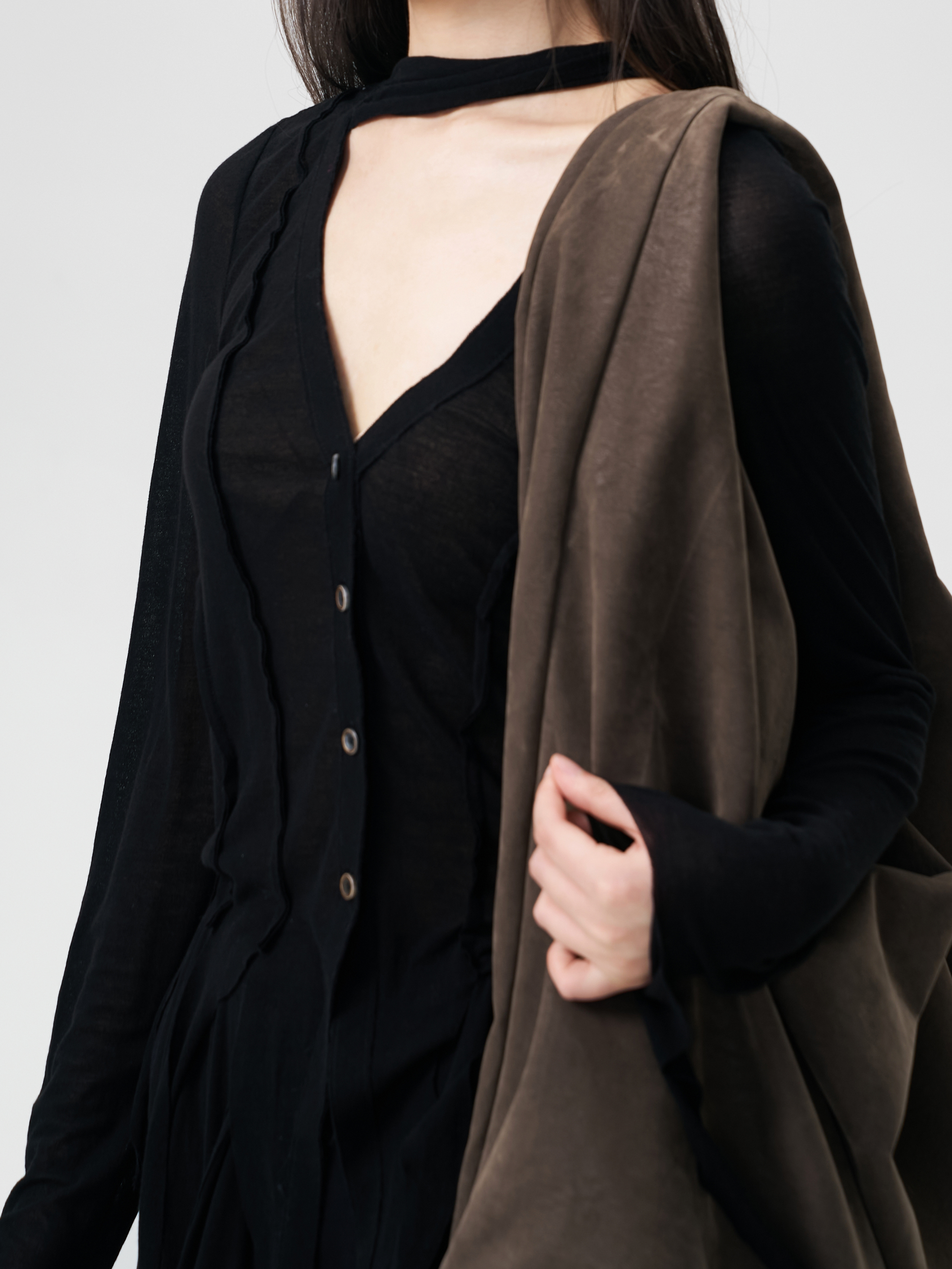 Black Cotton Irregular Shirt