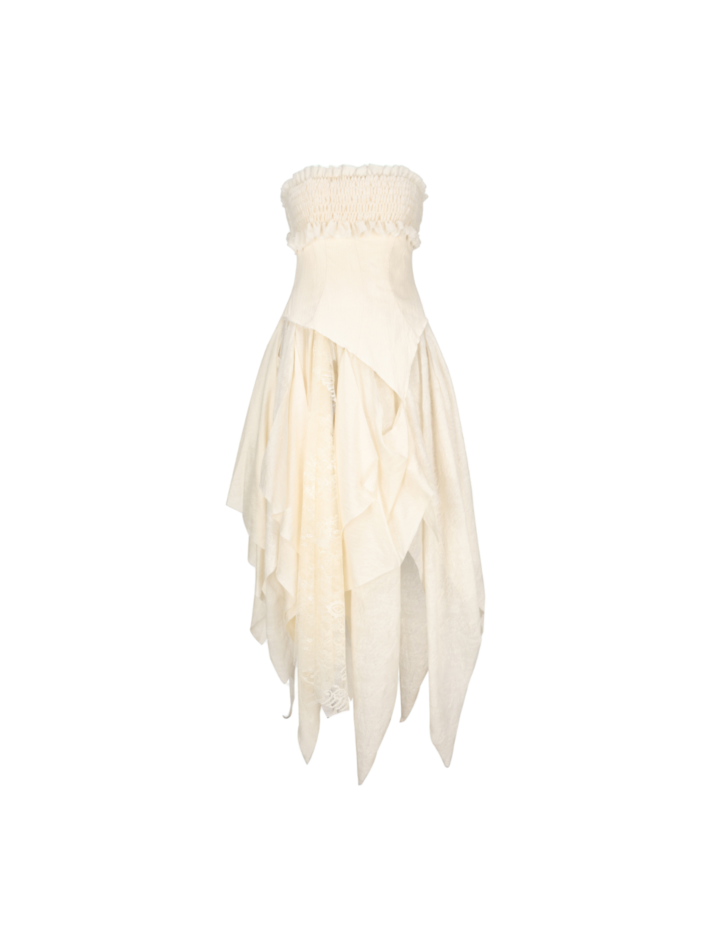 White Ruched Panel Tube Dress