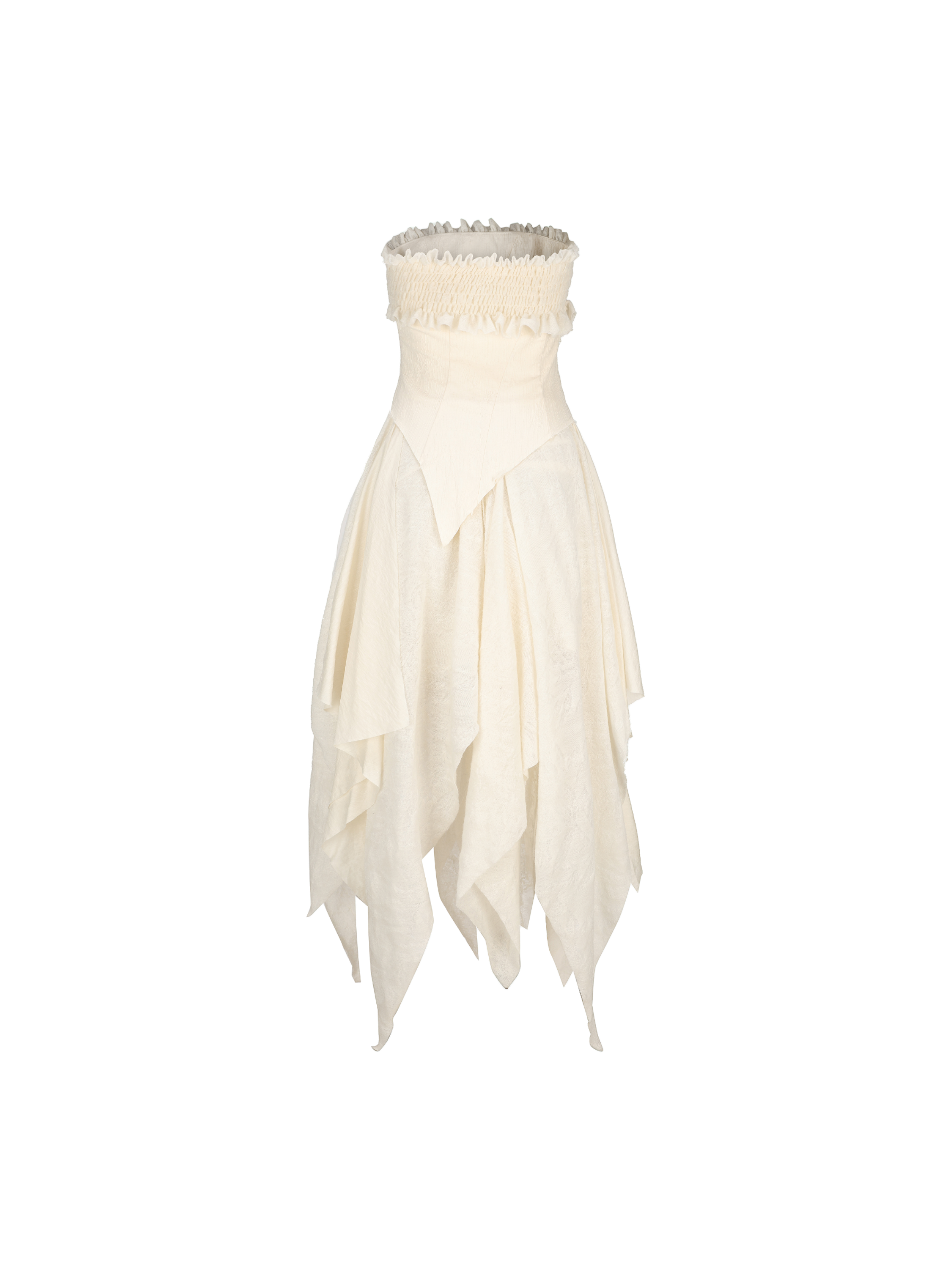 White Ruched Panel Tube Dress