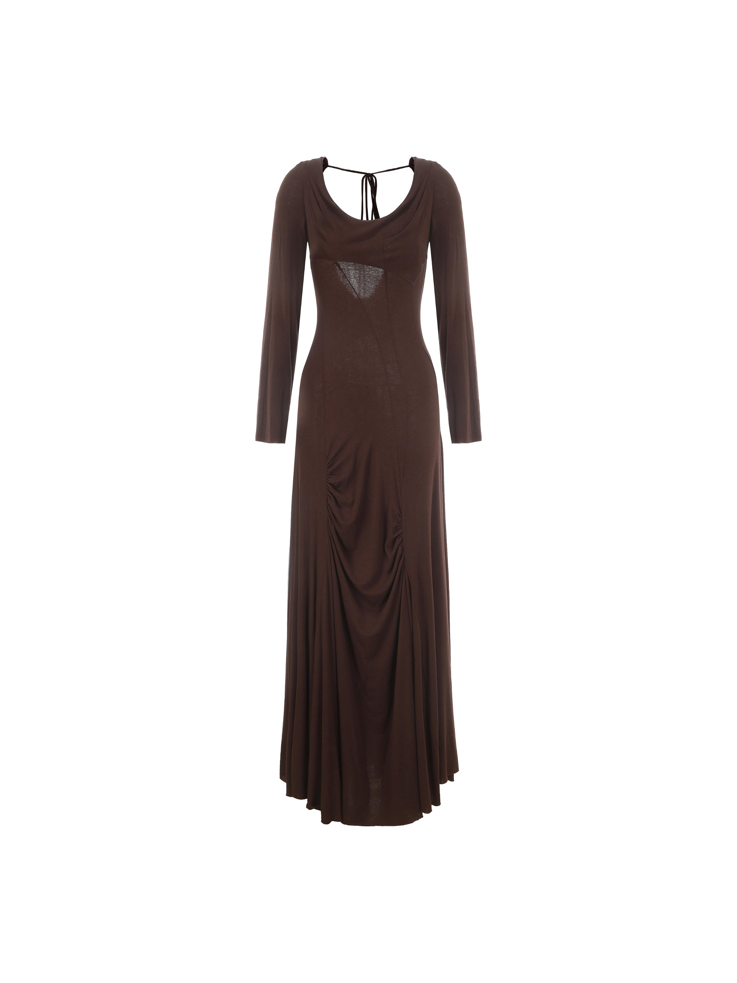 Brown Scoop Neck Maxi Dress