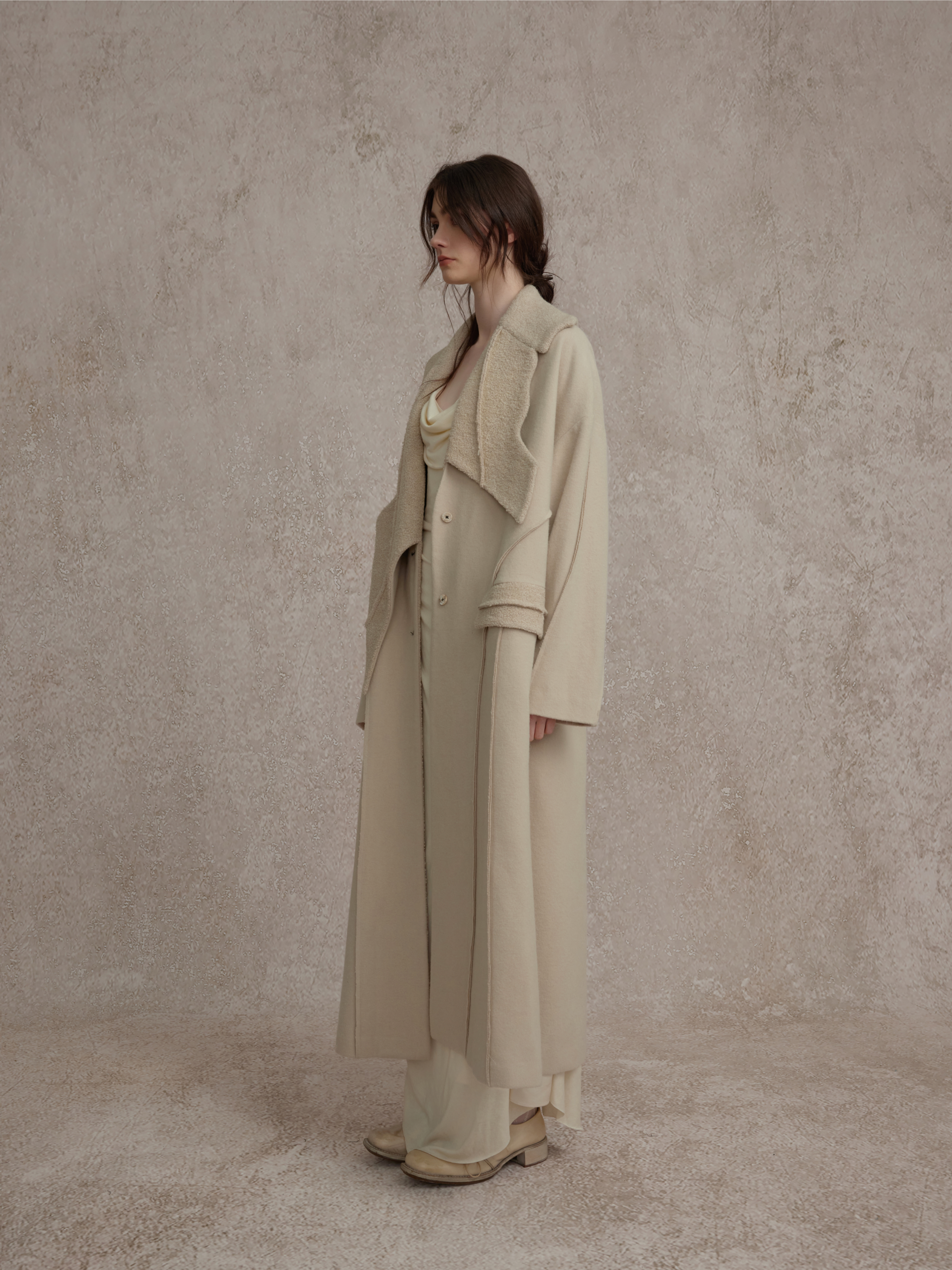 Beige Asymmetrical Patchwork Coat