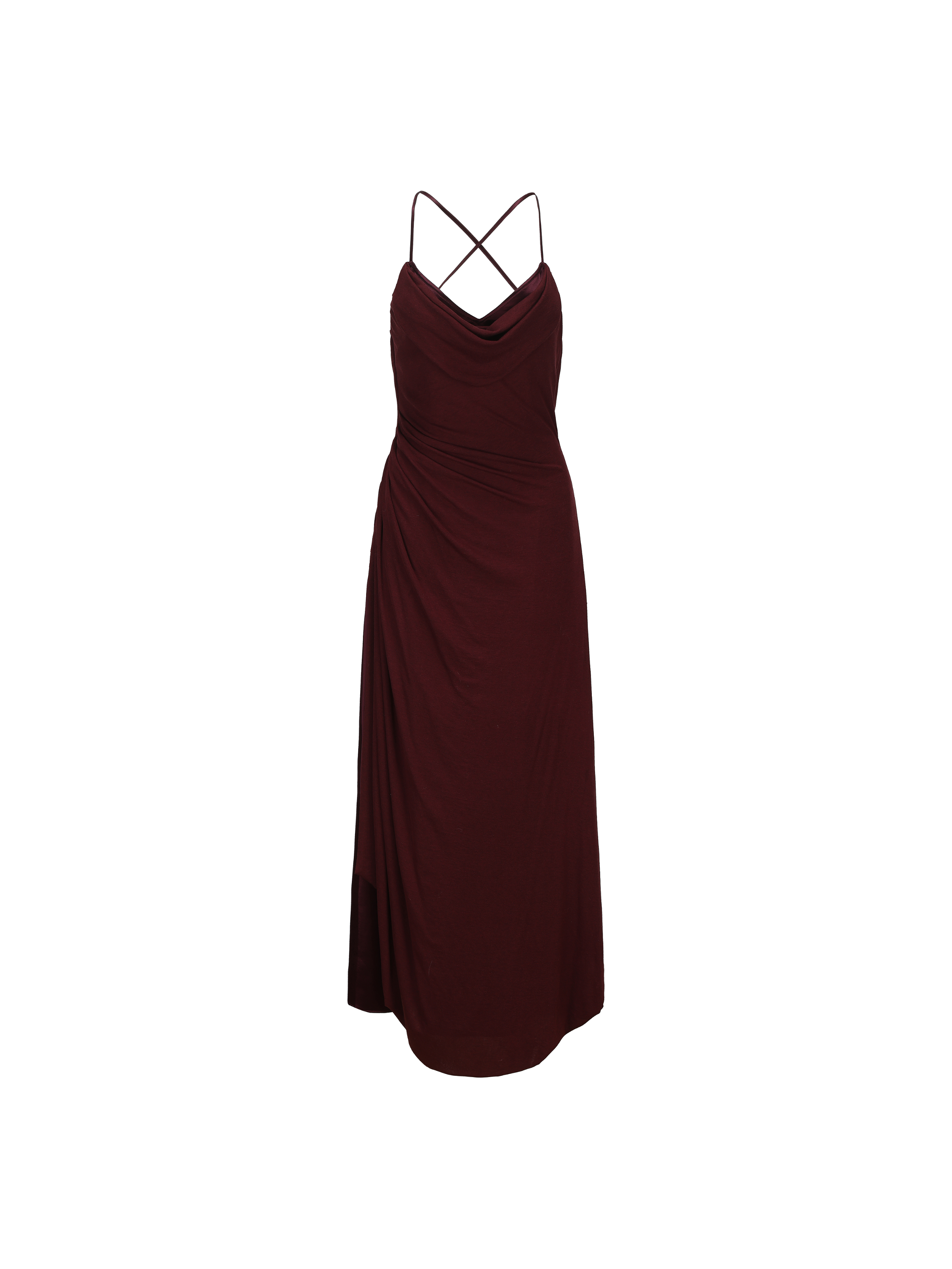 Dark Red Knitted Scoop Neck Maxi Dress