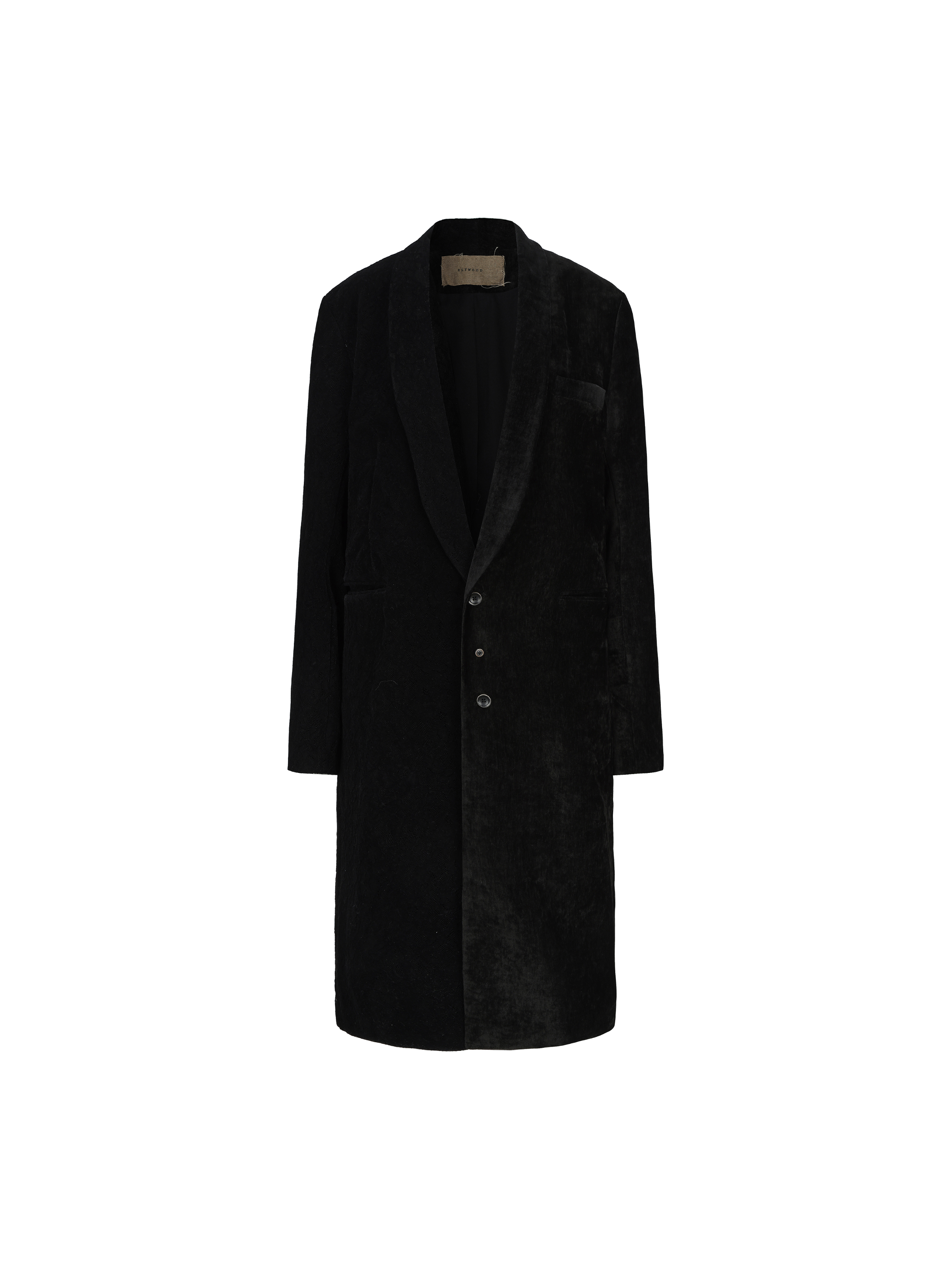 Black Velvet Patchwork Midi Coat