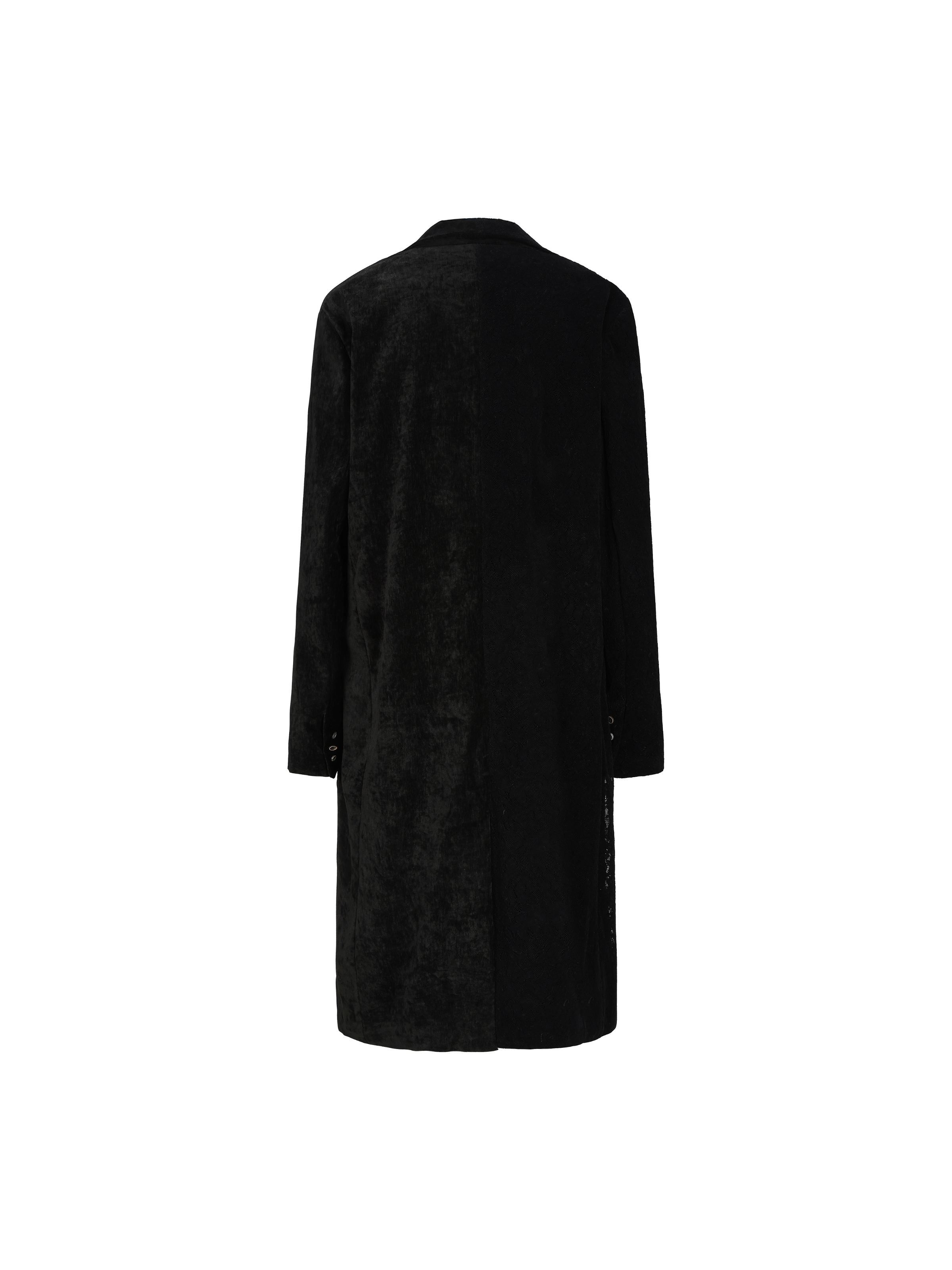 Black Velvet Patchwork Midi Coat