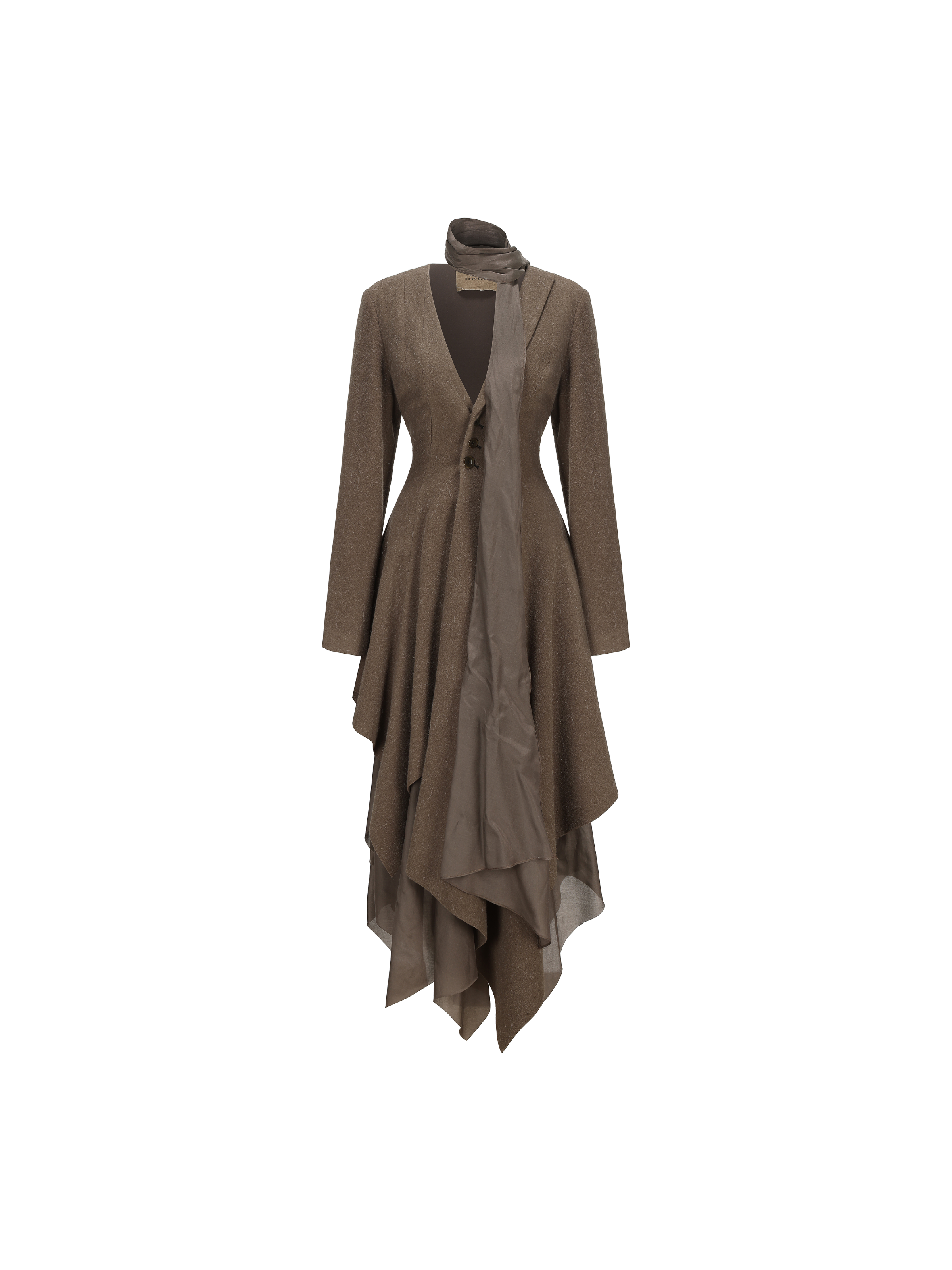 Olive Wool Multi-layered Maxi Coat