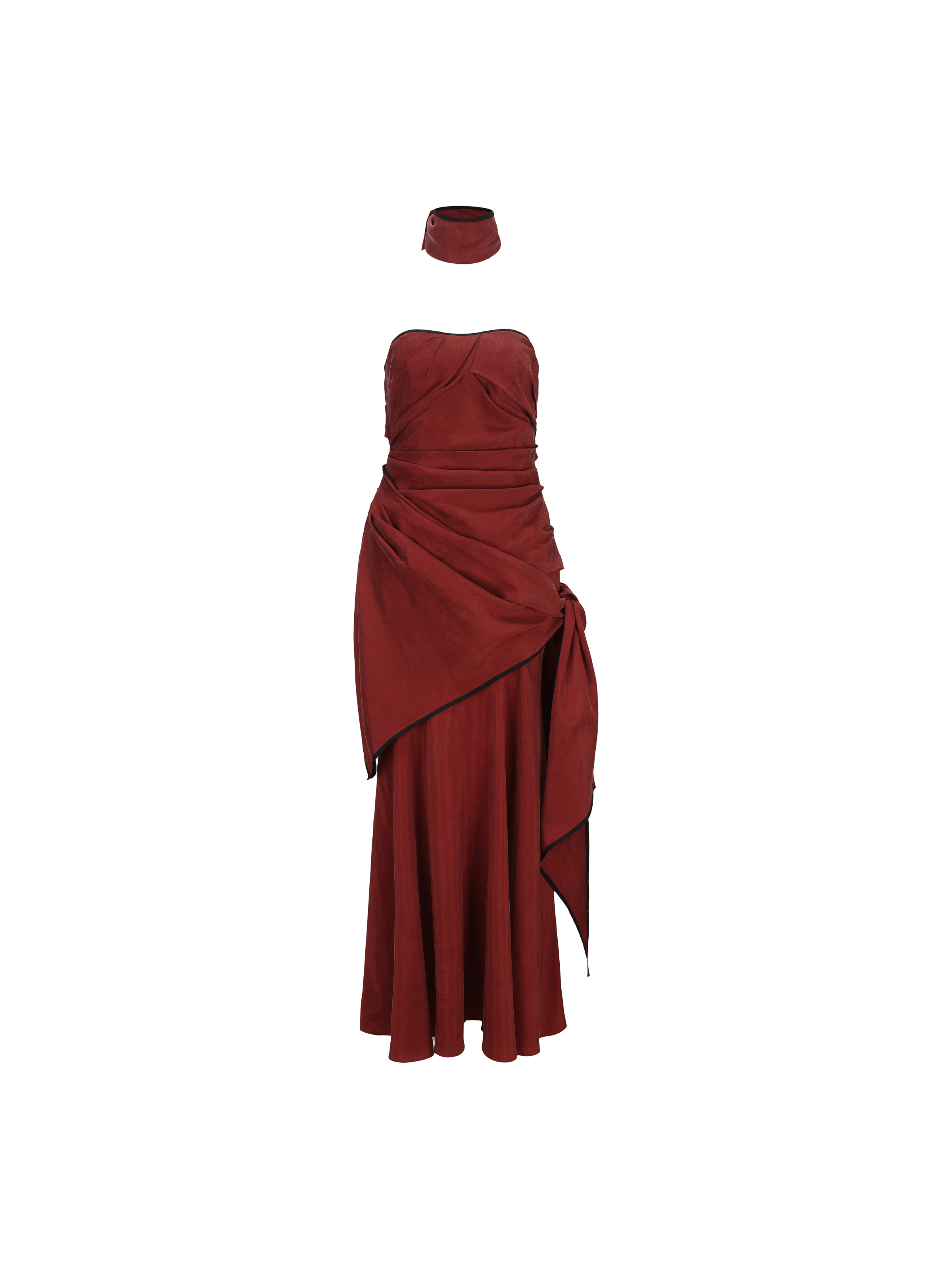 Dark Red Twist Tube Dress