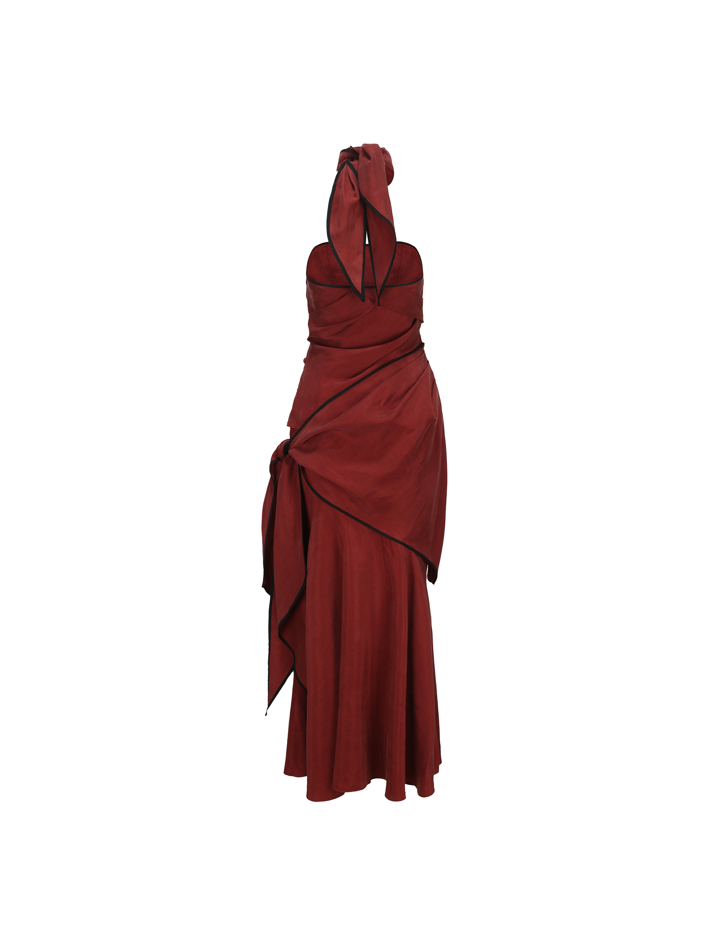 Dark Red Twist Tube Dress