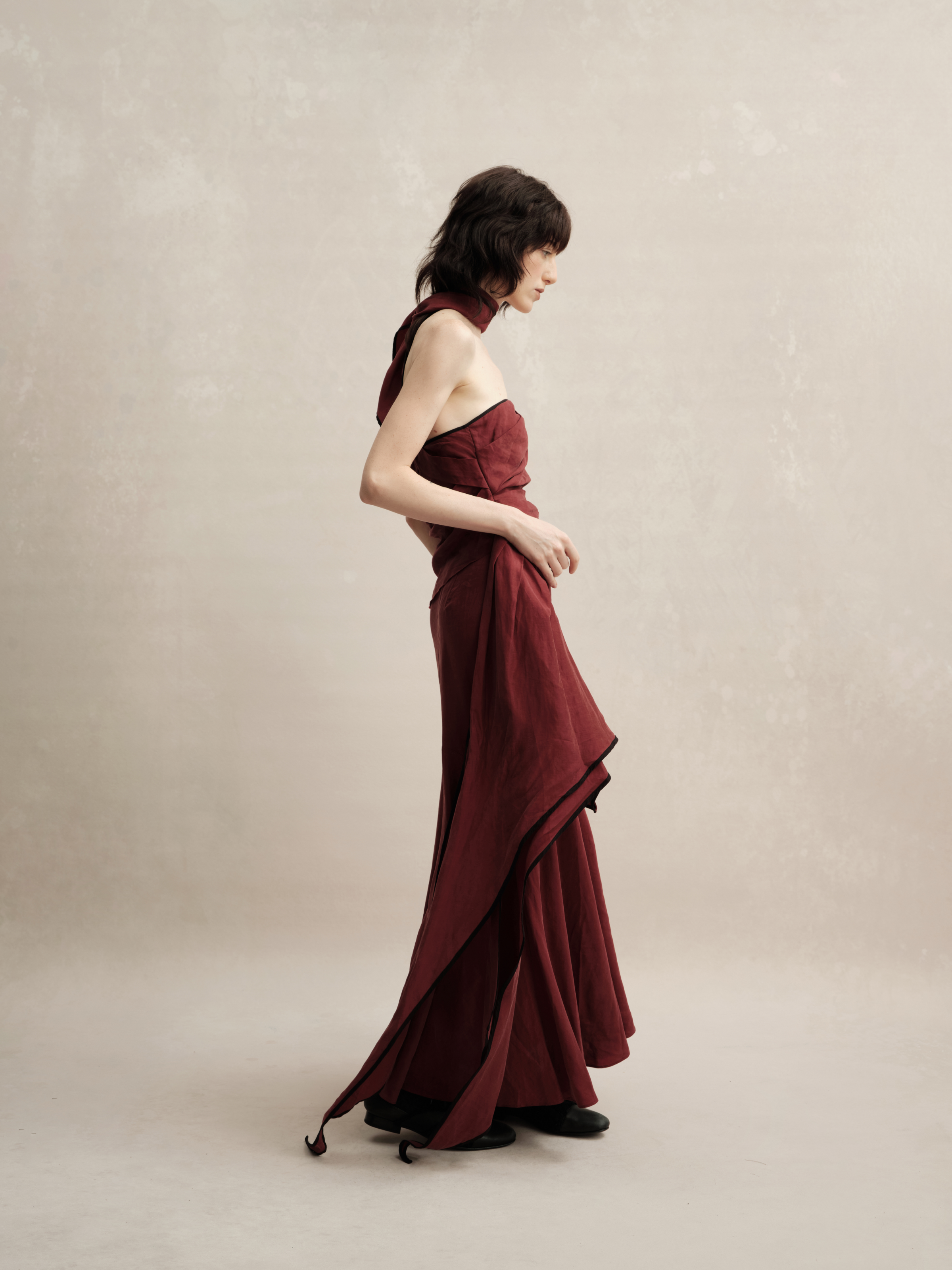 Dark Red Twist Tube Dress