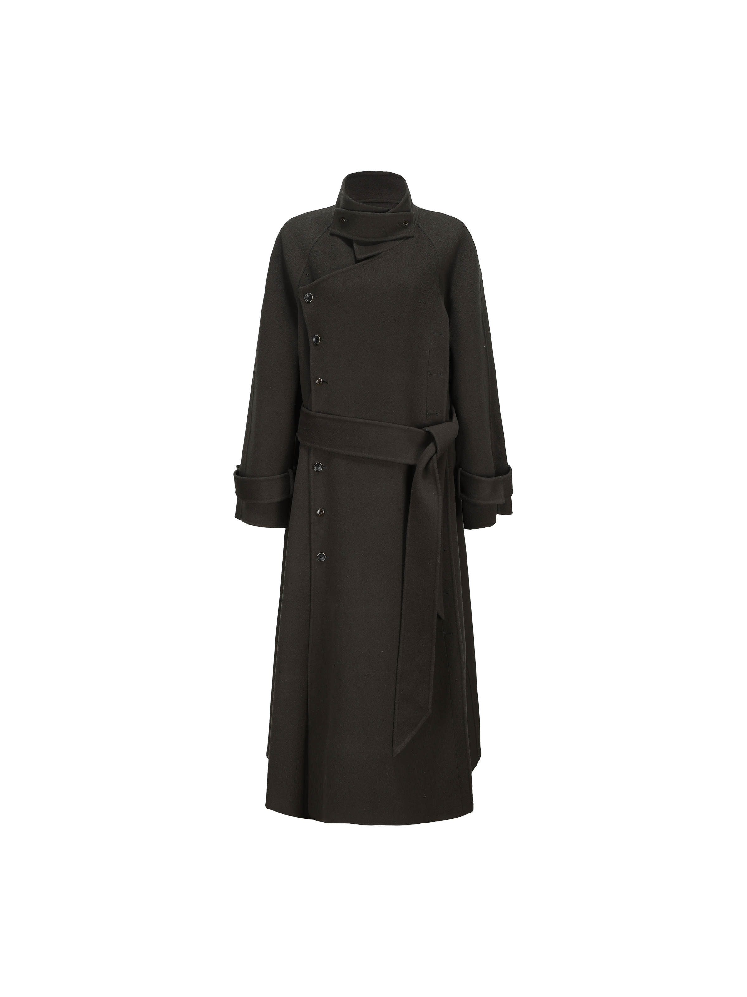 Dark Gray Muti-button Stand-up Collar Coat