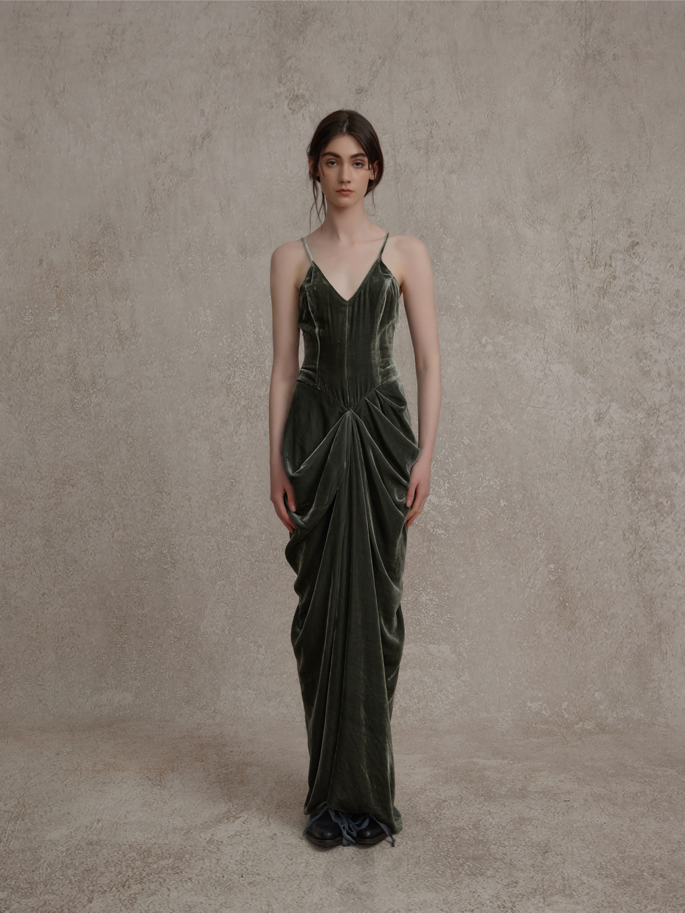 Sea Green Velvet Maxi Dress L Sea Green Velvet Maxi Dress L