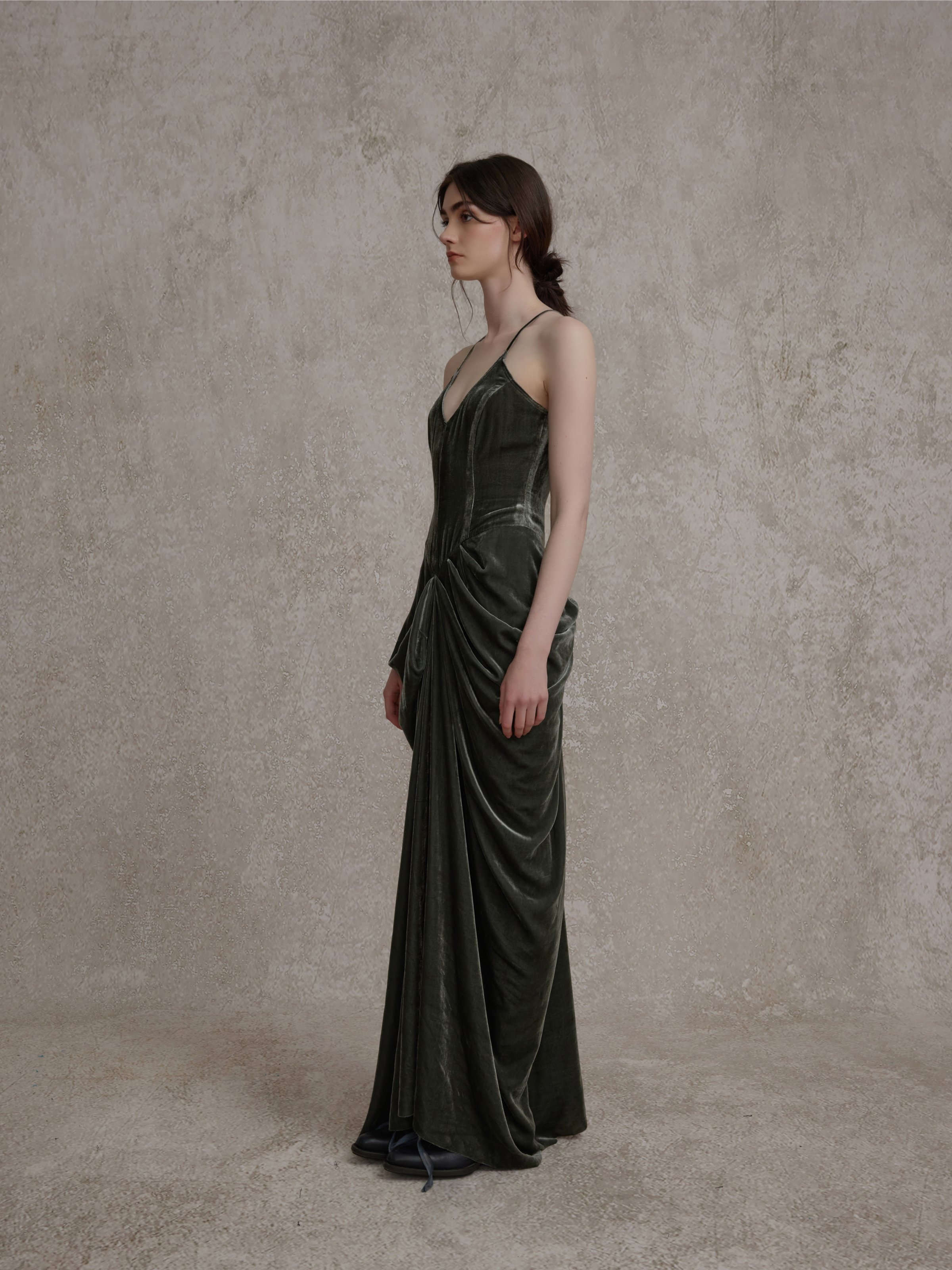 Sea Green Velvet Maxi Dress L Sea Green Velvet Maxi Dress L