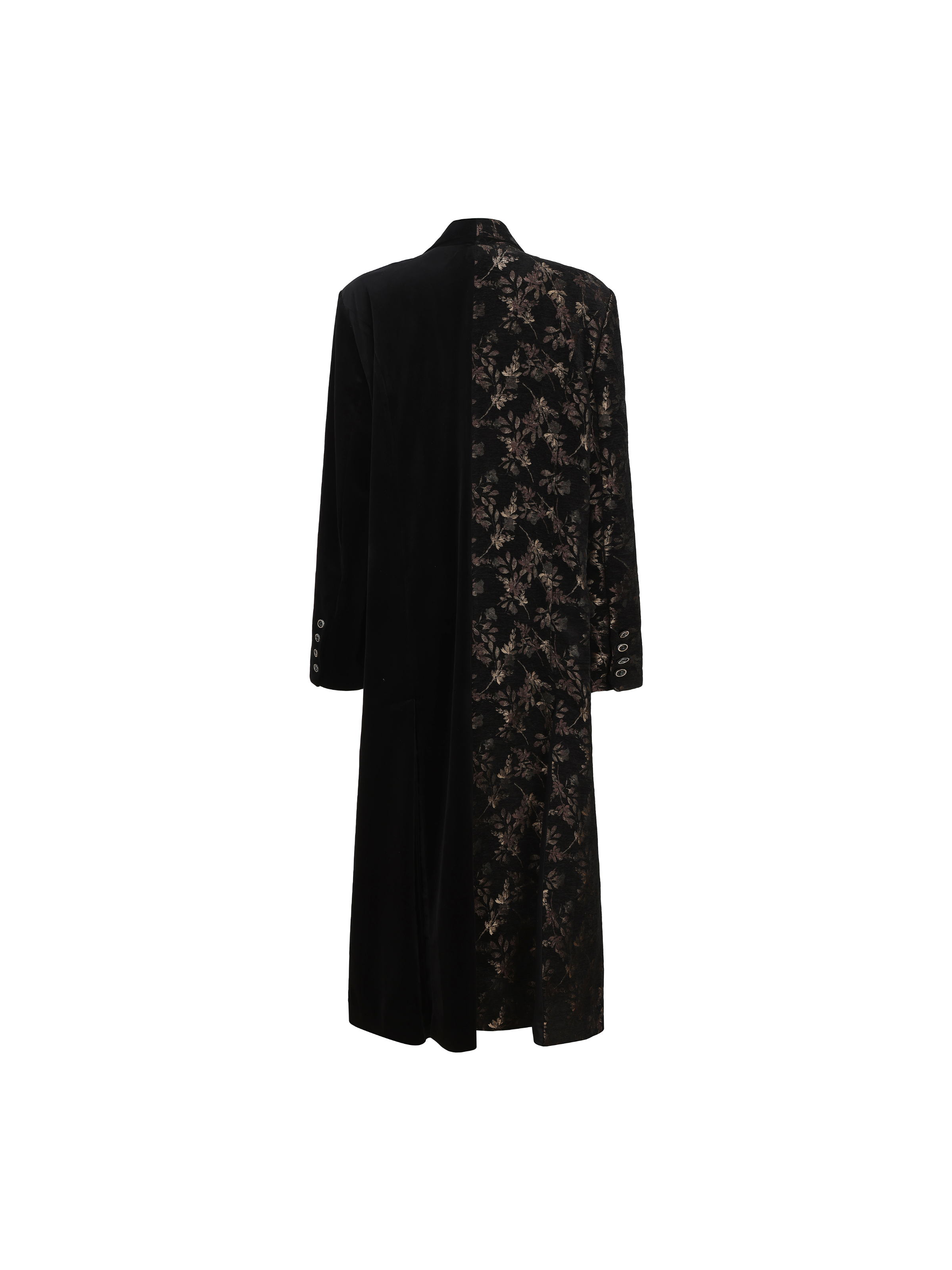 Black and Gold Accordion Pleated Velvet Coat